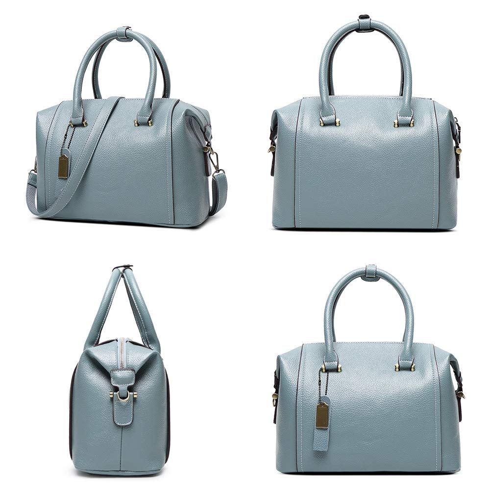 Bolso de Mano con Bandolera para Mujer en Cuero PU Boston Bolso Hombro Vintage Bolso Gris