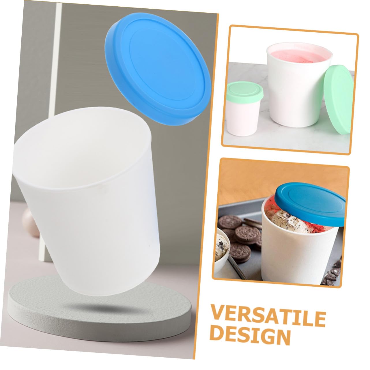 STOBAZA Contenitori Gelato Riutilizzabili 4 Pezzi Coperchi Silicone, 1000ml