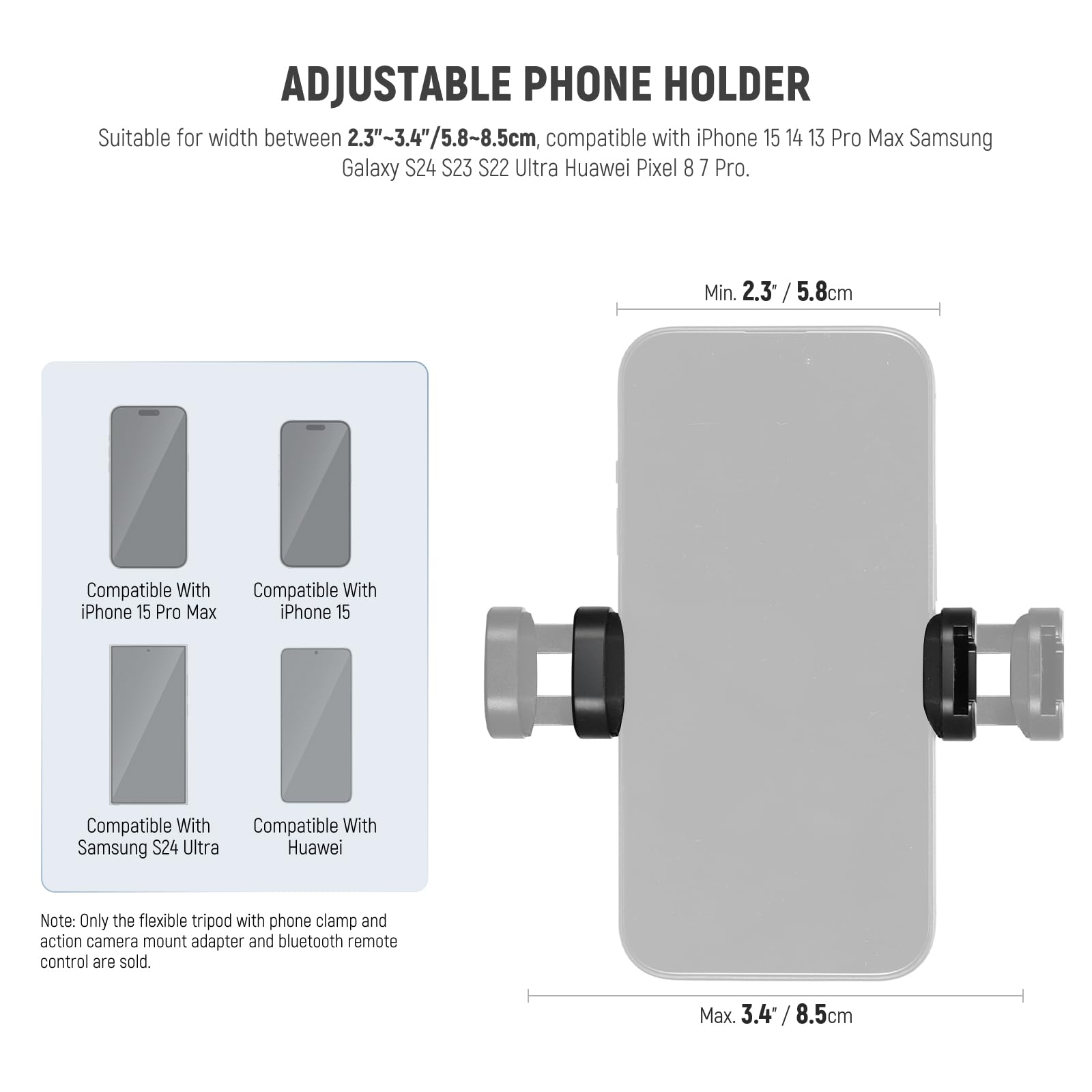 NEEWER Podstawowy statyw do telefonu z pilotem, adapter do montażu kamery/telefonu komórkowego, elastyczny mini statyw do aparatu, uchwyt do vloga do iPhone'a SamsungGoPro Kamera DSLR do nagrywania