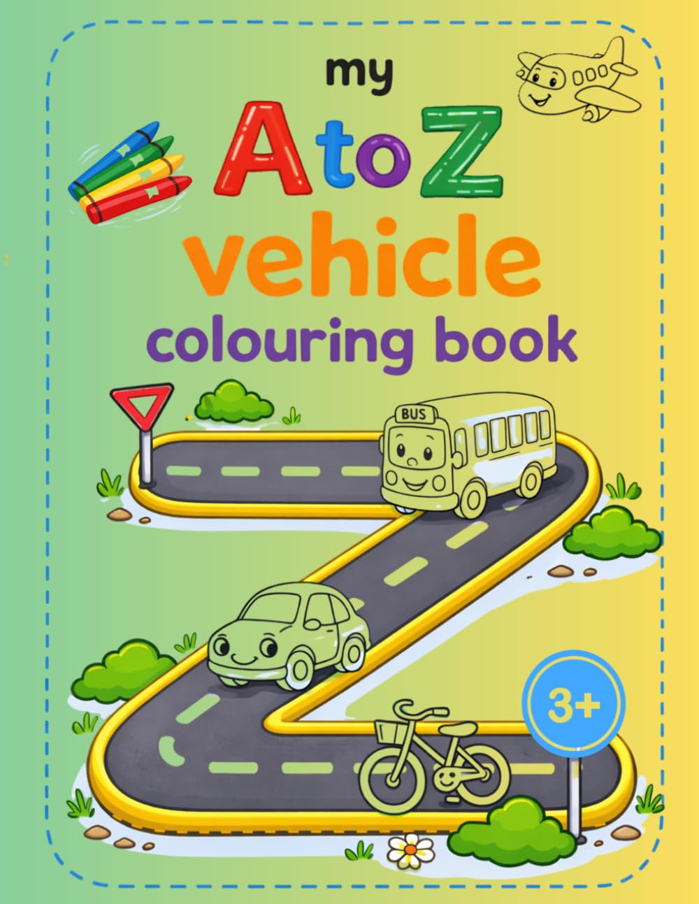 Cheerful A to Z Vehicle Colouring and Activity Book