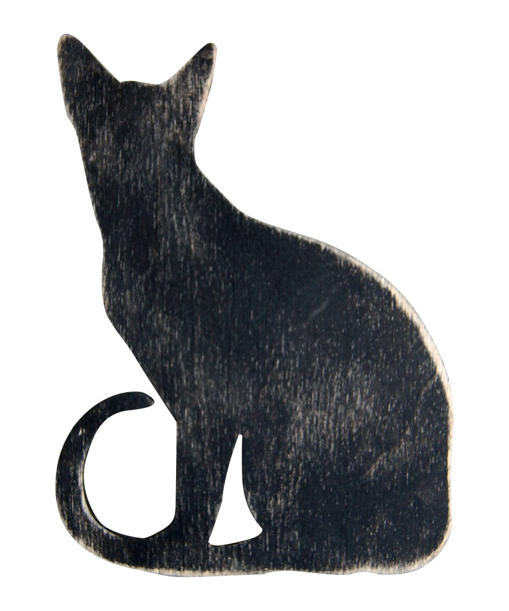 Designocrasy 98113-12 Cat Rustic Wooden Sign Cat Monogram Handcrafted Wall Art, Home Décor, Black, 12" H