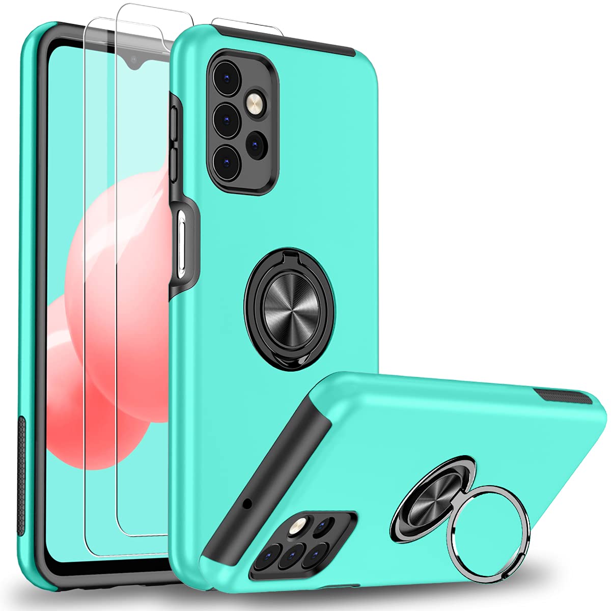 SunStoryCompatible with Samsung A32 5G Case,Galaxy A32 5G Case with HD Screen Protector (2 Pack),Samsung Galaxy A32 5G Case with Kickstand Durable Cover for Galaxy A32 5G Phone Case(6.5") (Mint)