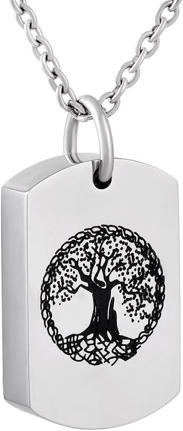 High Polished Tree of Life Cremation Pendant Dog Tag Urn Necklace for Ashes Memorial Jewelry 8