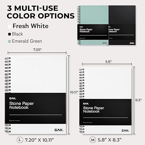 Miniatura 7 de GAK. Cuaderno de papel de piedra impermeable en espiral (tamaño M)  5.8 x 8.3 pulgadas, 50 hojas, cuaderno de papel de piedra, cuaderno de notas