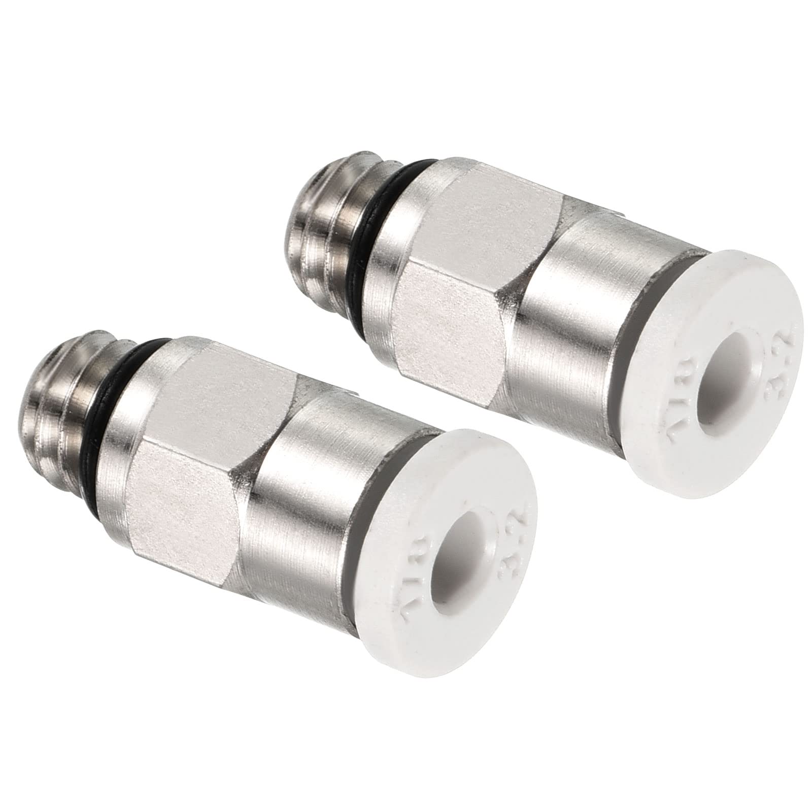 PATIKIL M6 Push to Fit 3mm OD Hose Connect Fittings, 2 Pack Straight Coupling Adapter for Gas Pneumatic Air Flow Transition, White & Silver Tone