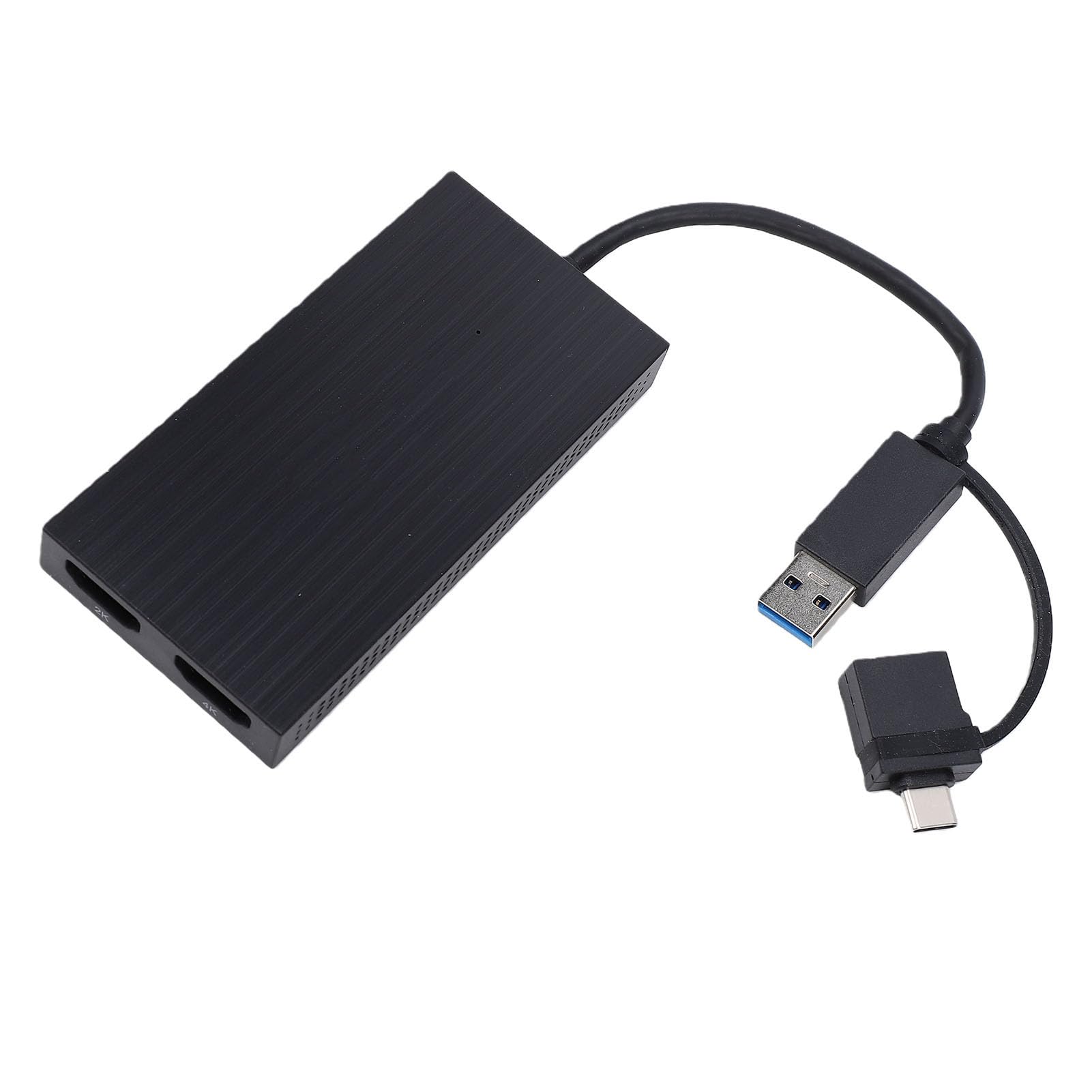 Rozdzielacz USB 3.0 lub USB C na Podwójny HDMI, Adapter Wyjściowy 2 w 1 na HDMI, Rozszerzony Wyświetlacz 4K/2K, Adapter Graficzny do Wielu Monitorów