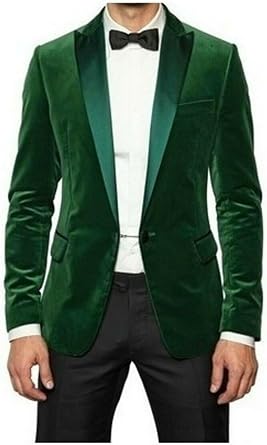 Mens Green Velvet Blazers One Button Velvet Blazer Coat Tuxedo Party Wear Jacket Groomsmen Dinner Jacket Coat Blazers