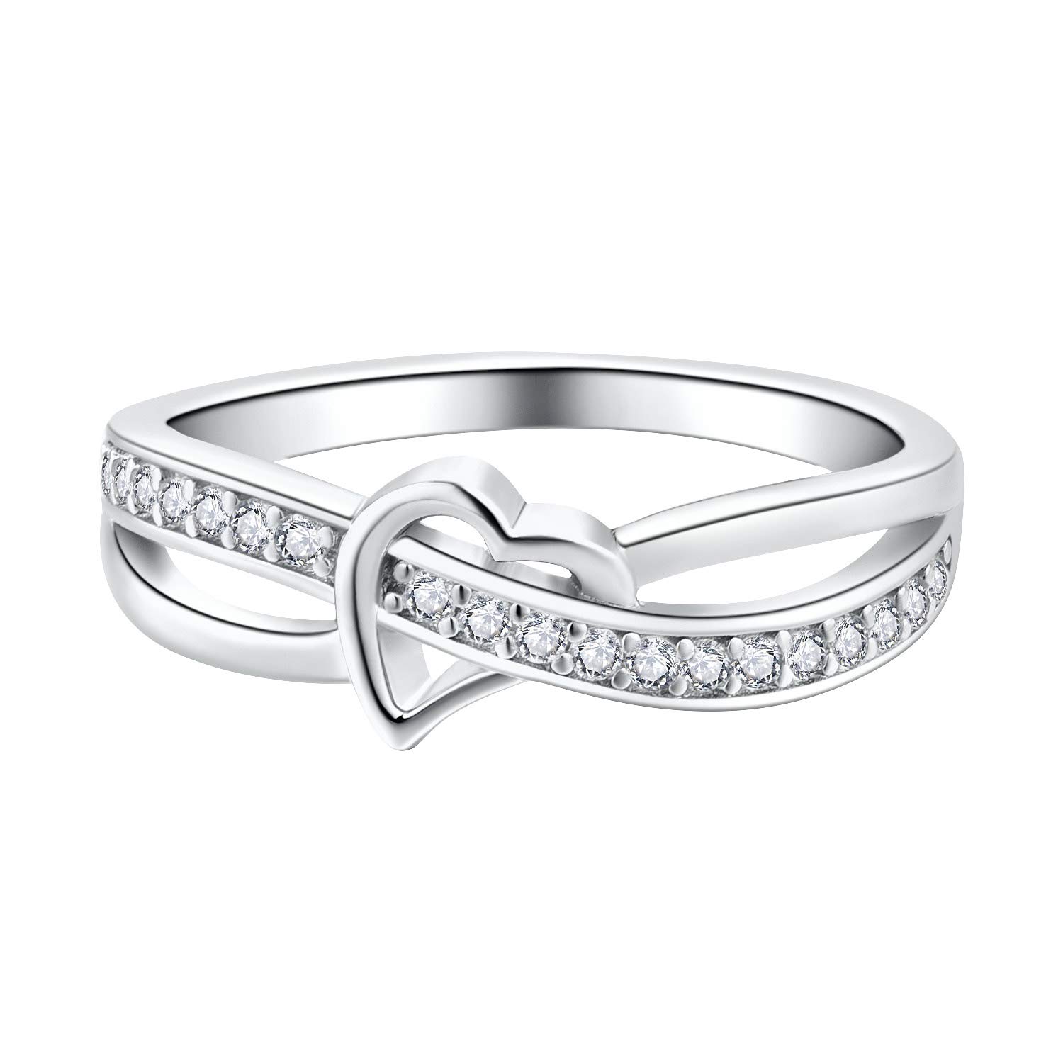 starchenie Herzring 925 Sterling Silber Zirkonia Verlobungsring für Damen