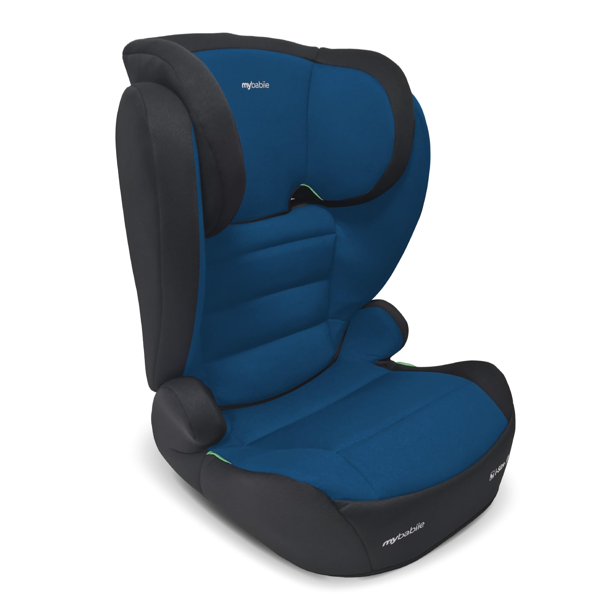 My Babiie MBCSB30 Highback Booster Car Seat - 100-150cm (Approx. 4-12 Years, Group 2/3), i-Size R129, Adjustable Child High Back Seat, Padded, 8 Position Headrest - Blue & Black