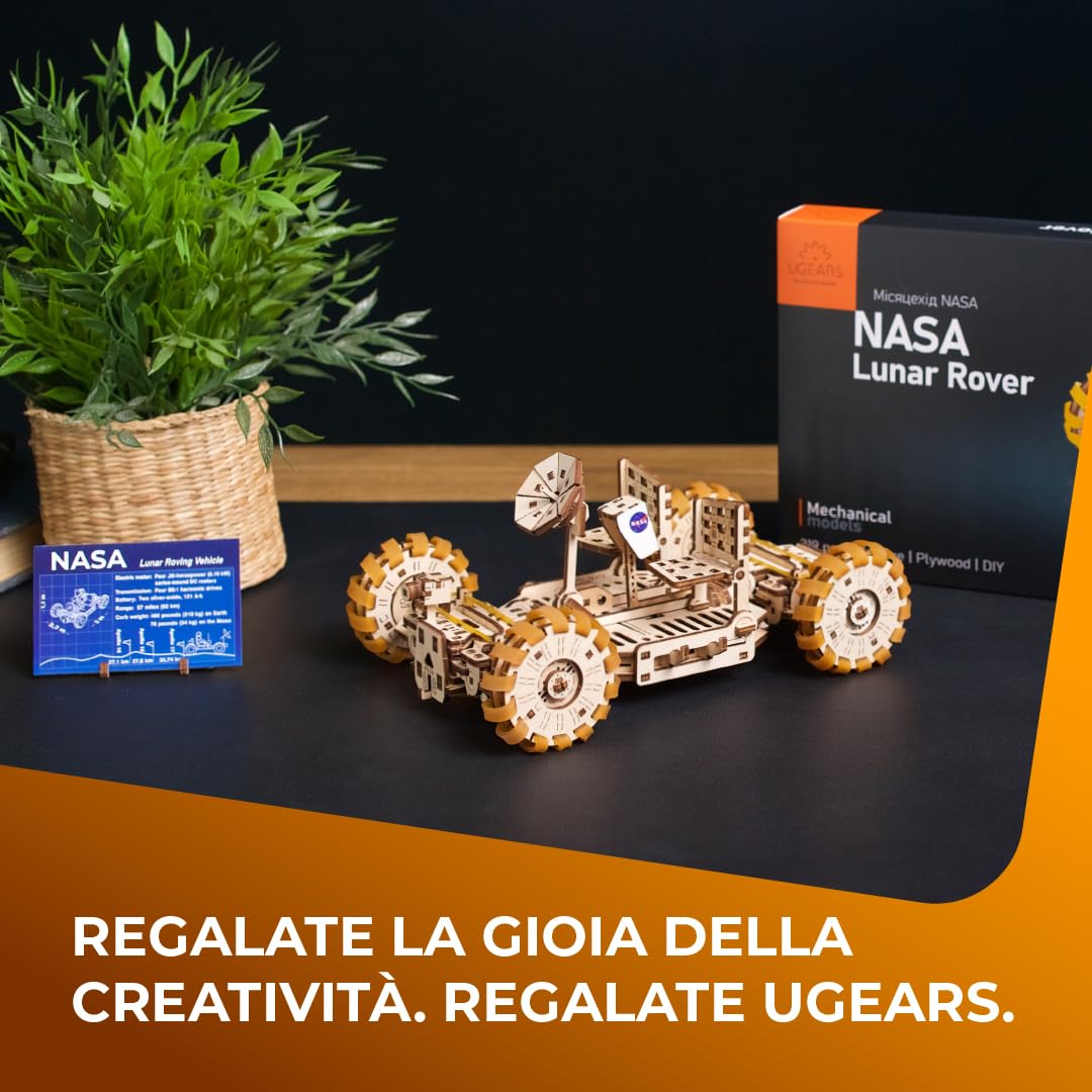 Kit modello Ugears NASA Lunar Rover - Puzzle meccanici in legno 3D per adulti da costruire - Regali spaziali per adulto - Kit modelli spaziali ufficiali della NASA