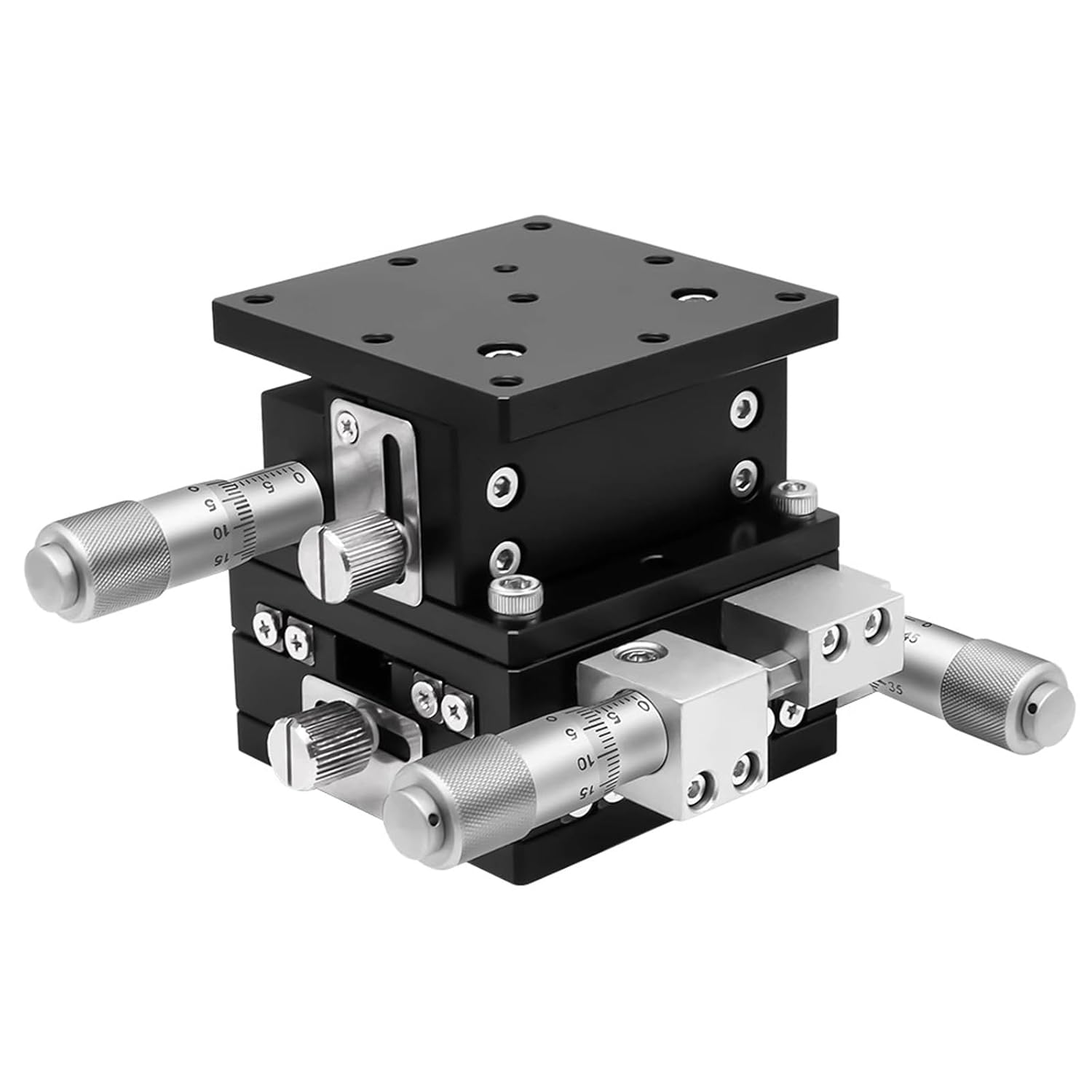 XYZ-Axis Manual Linear Stage, 40x40mm Micrometer Fine Tuning Bearing Slide Table,Precision Trimming Cross Roller XYZ Axis Horizontal Lifting Linear Position Stage,for Precision Inspection, Equipment