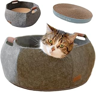 猫 爪とぎ ベッド おしゃれ キャットハウス カスが飛び出ない ネコ かわいい ペットベッド フェルト 洗える 段ボール サークル セット つめみがき ソファ ガリガリ バリバリ スクラッチャー 猫用品 子猫 成猫 ストレス解消 一人遊び 滑り止め 通年 冬 あったか 丸形 オールシーズン プレゼント オシャレ もこもこ 高級 グレー 国産 またたび 付き 直径40cm necotopia