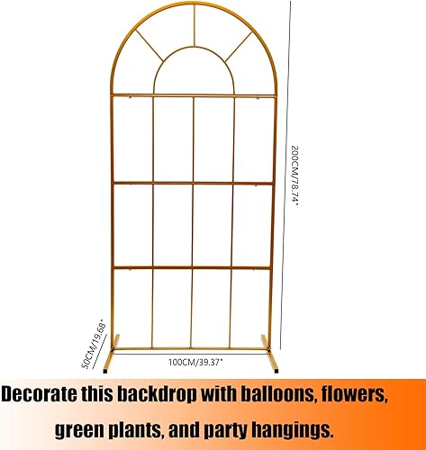 Miniatura 3 de Soporte de telón de fondo de arco de metal dorado de 3.3 x 6.5 pies, soporte de arco de boda para ceremonia, decoración de fiesta