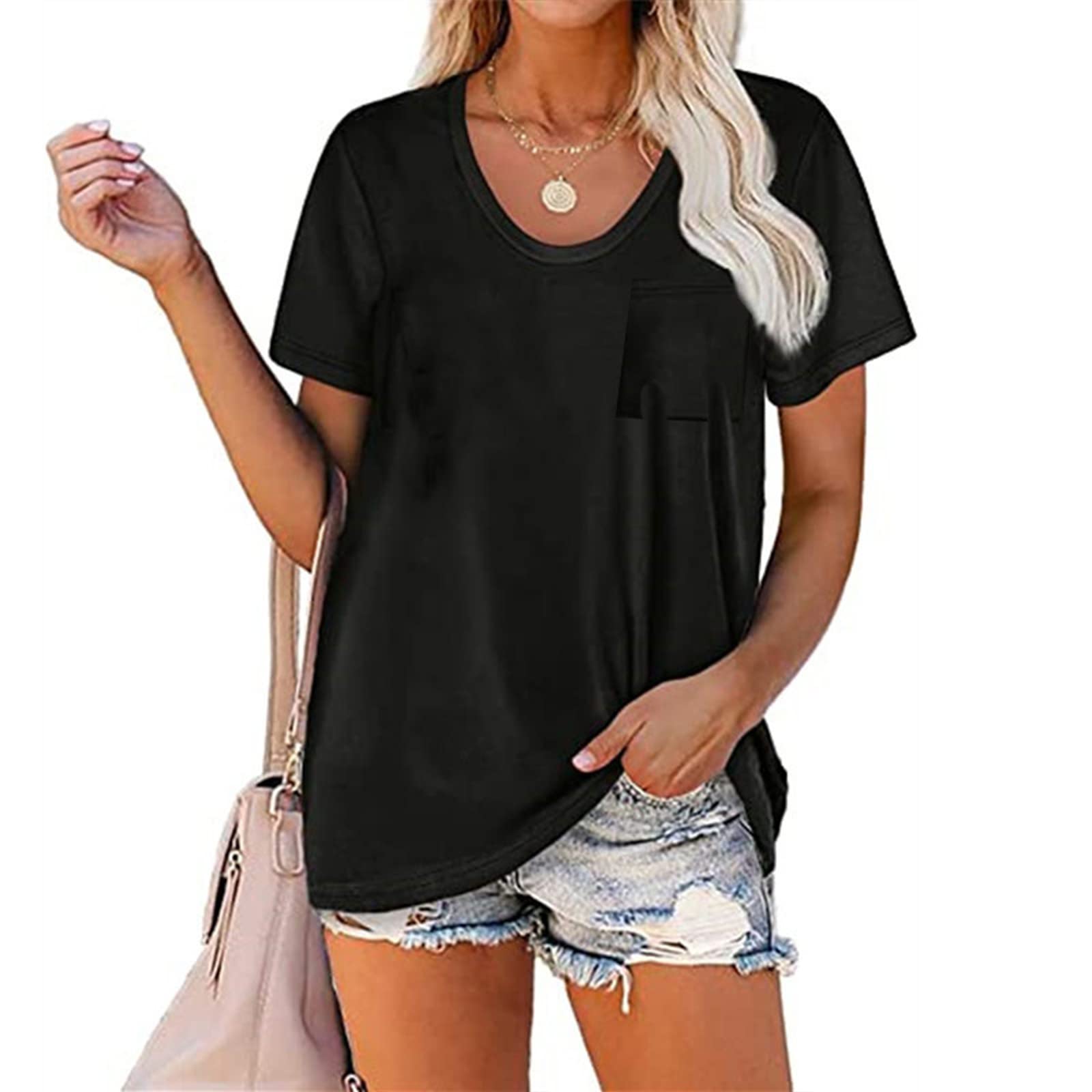 T-shirty Damskie Eversoft Stretch Z Krótkim Rękawem T-shirt Z Okrągłym Dekoltem Klasyczne Wygodne, Ponadgabarytowe T-shirty Lekkie