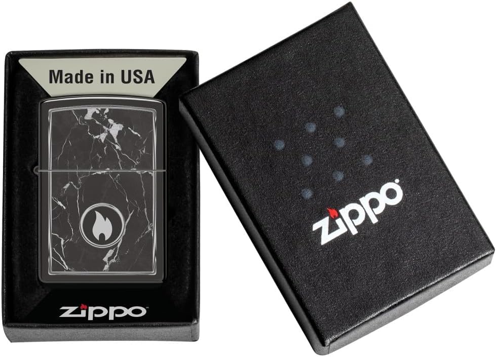 Encendedor Zippo personalizado con diseño de llama mármol miniatura 4