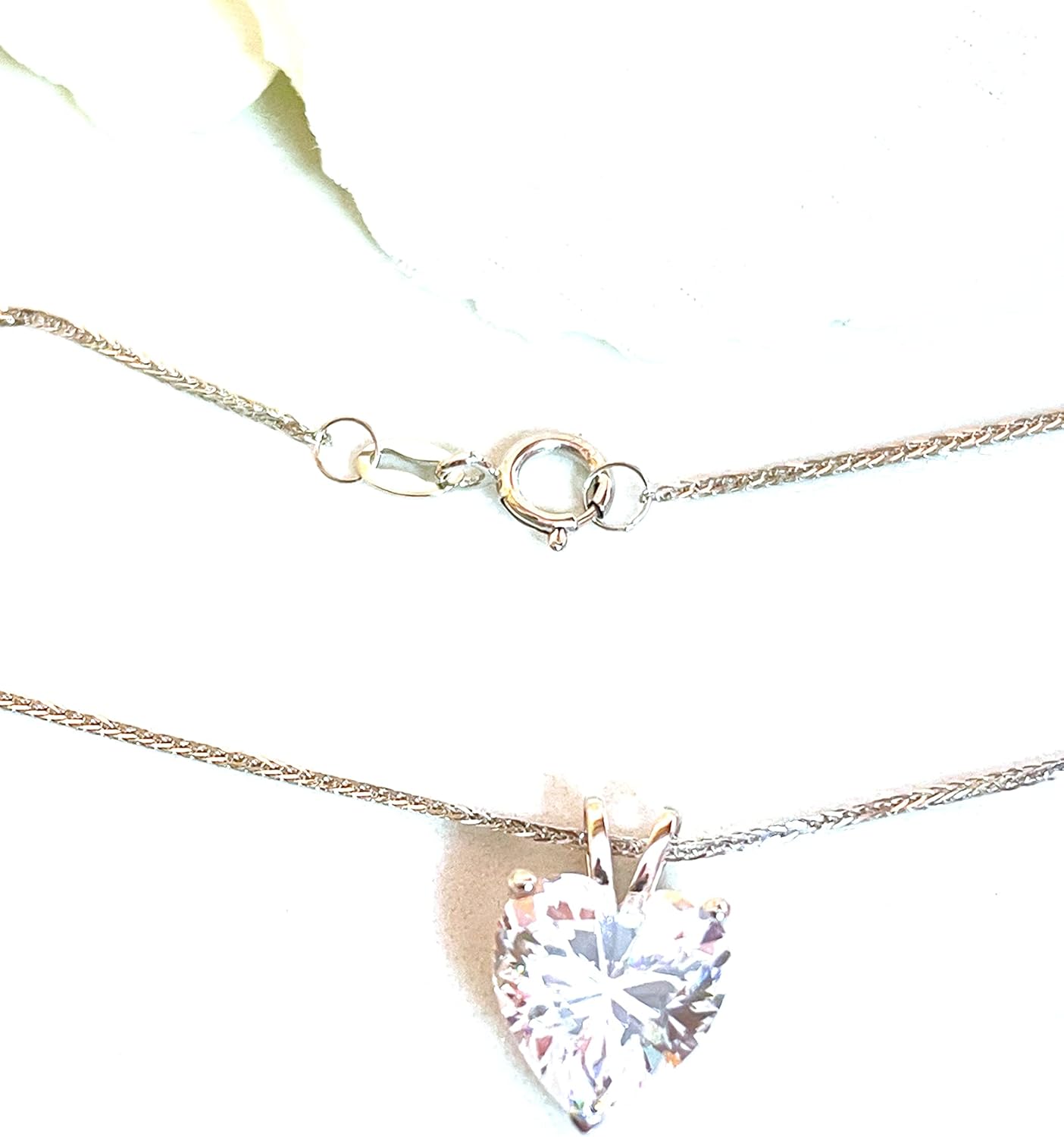 1.5 carat Diamond Necklaces 18k SOLID White Gold Heart Shaped Diamond Solitaire Necklace White Gold Hart Necklaces for women Love Heart diamond for Mothers day Lady New Mom Valentine day gifts for her