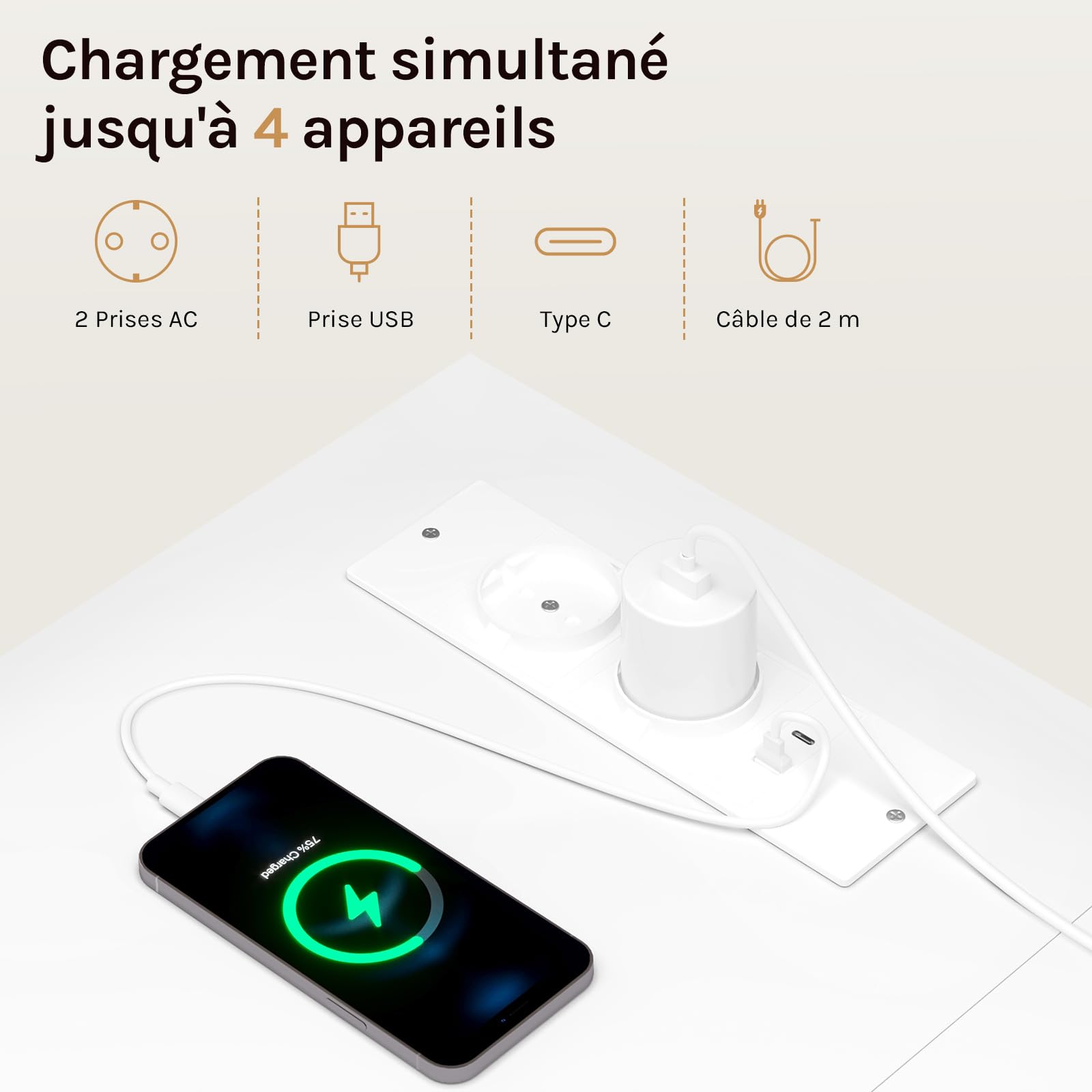 WOLTU Bureau d'angle en L, Table d'Ordinateur avec Station de Charge, Blanc