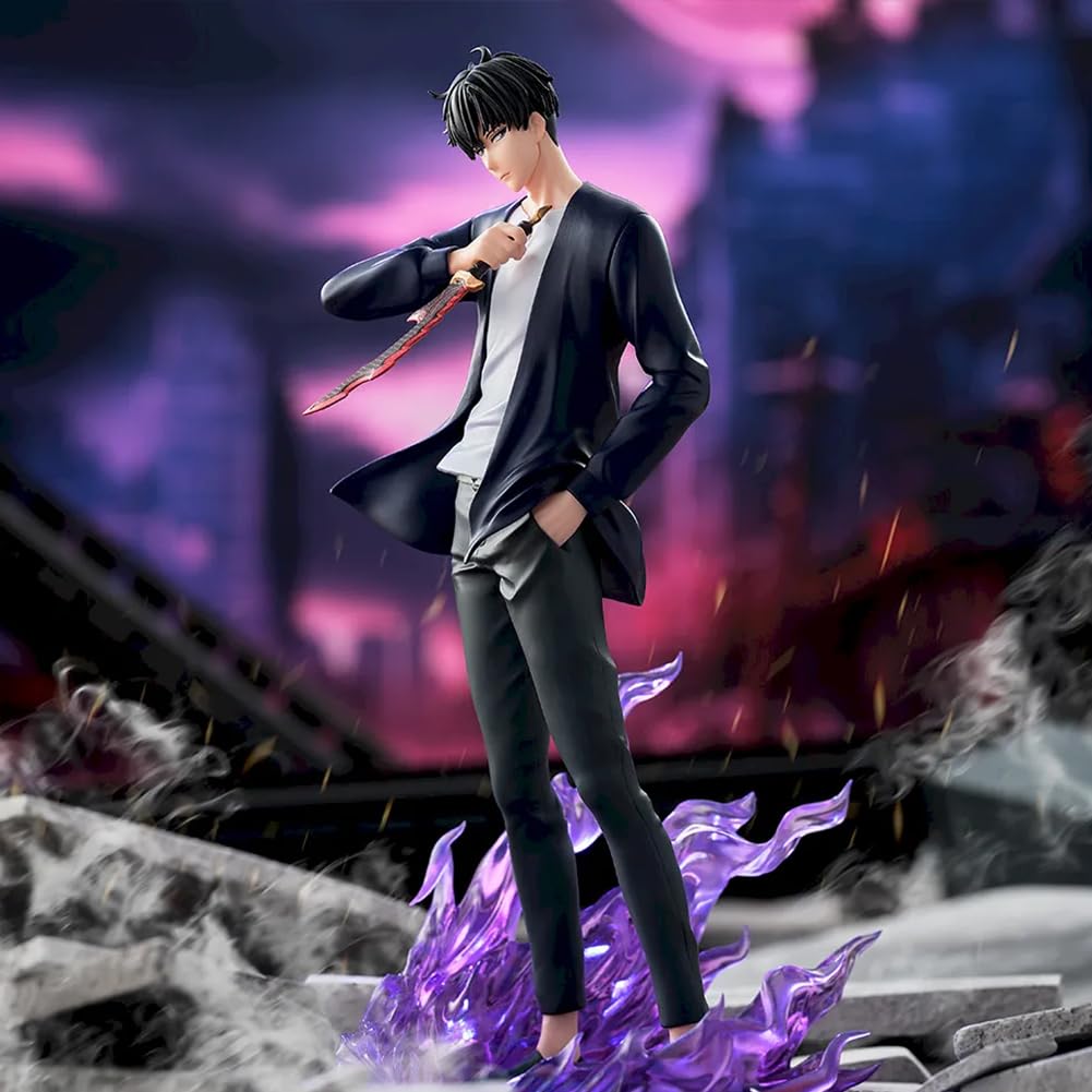 Lot de 2 figurines Sung Jin Woo Cha Hae-In en PVC - Figurines de collection - Cadeaux pour les fans - 17,5 cm + 16 cm