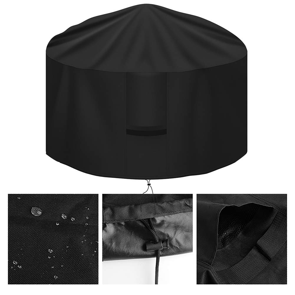 OKPOW Fire Pit Cover 90cm, Firepit Covers Waterproof Round-600D,Anti-UV,Heavy Duty Rip Proof Oxford Fabric Firepit Cover,Round Fire Pit Covers-Black(90cm*50cm) — view 5