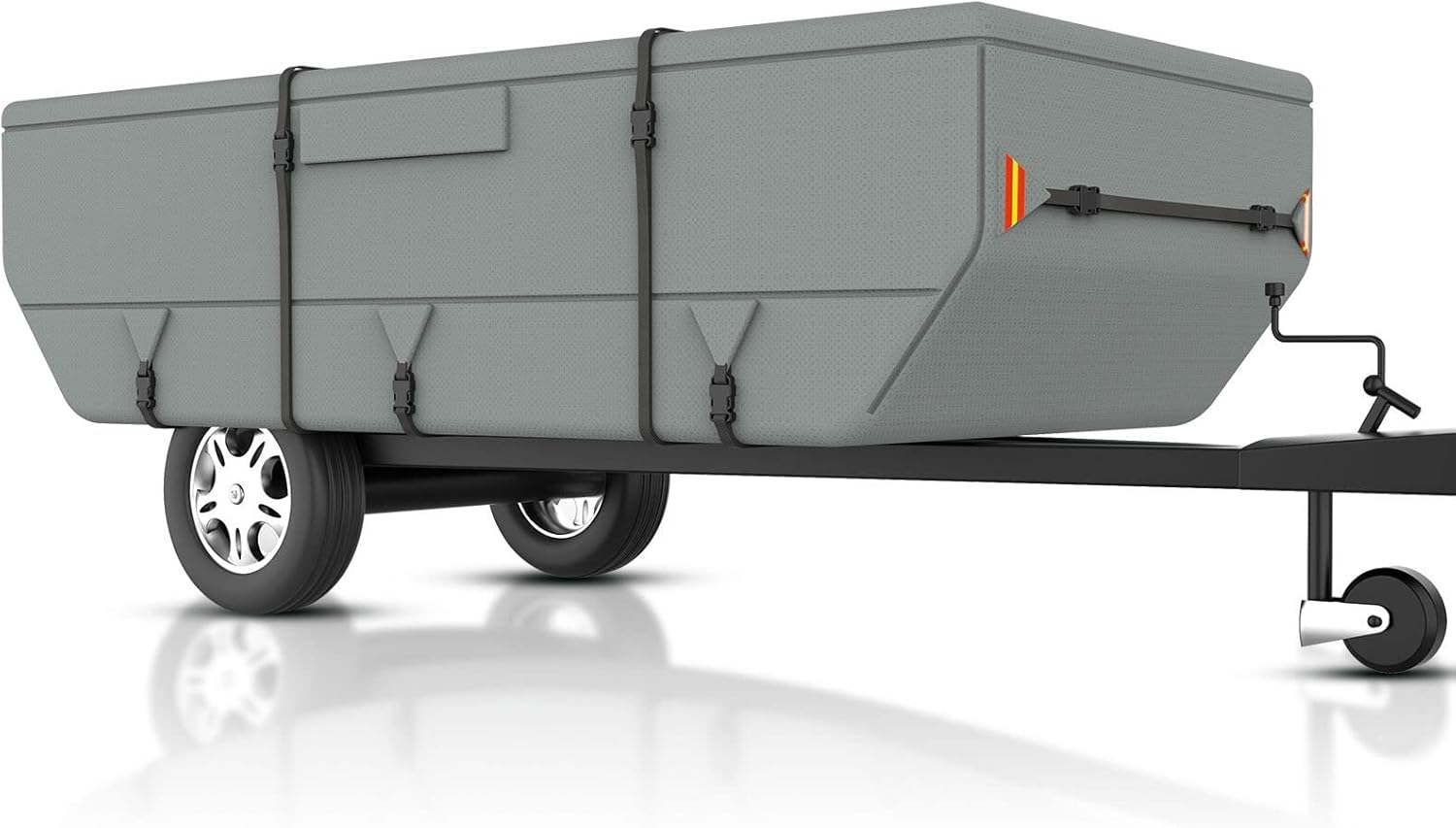Tuszom Pop Up Camper Cover, 7 Layers Waterproof Folding Camping Trailer Cover for Winter Snow Upgraded Tearproof RV Cover with 5+2 Windproof Strap (Gray, Fits 14' - 17') Fits 14' - 17' Gray
