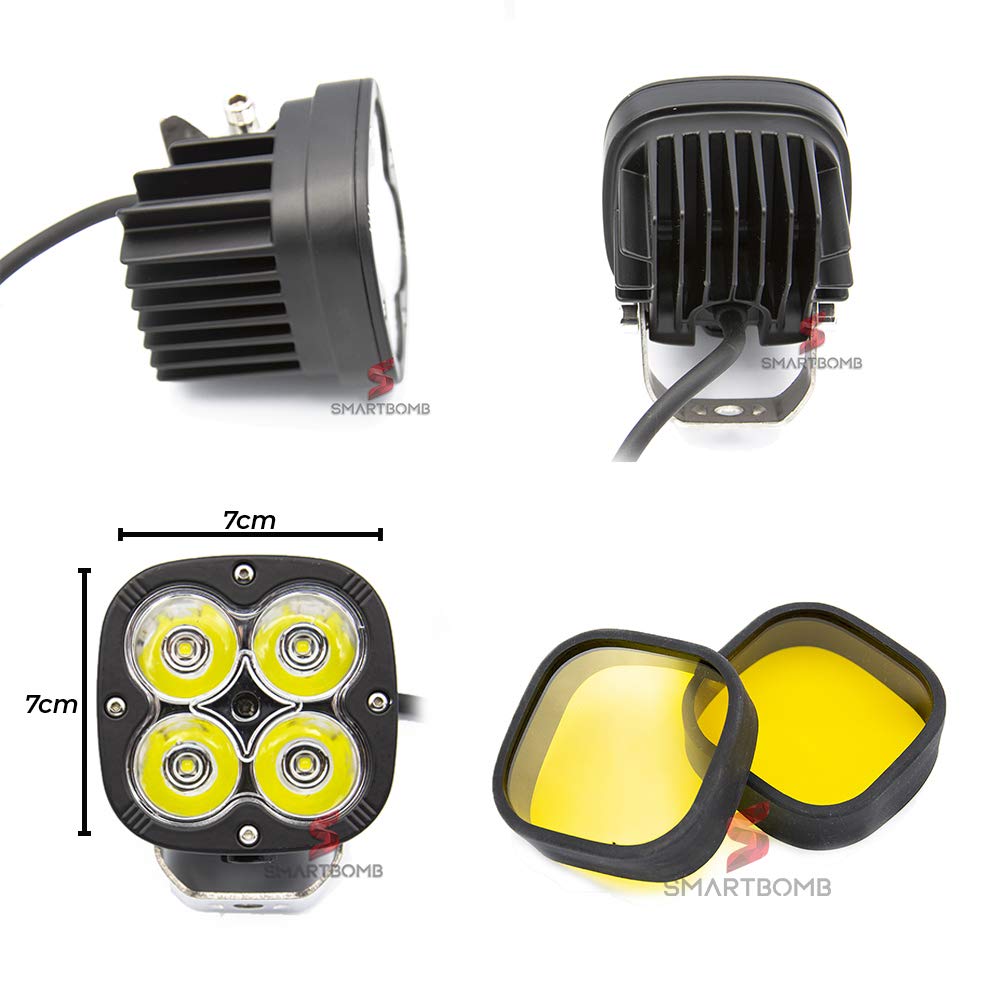 Smartbomb 2 Faretti supplementari profondità LED 60w + Staffe alluminio tubolare + Kit Cablaggio centralina sottochiave 3 modalità luce (low flash, fast flash e normal) pulsante on off ip67