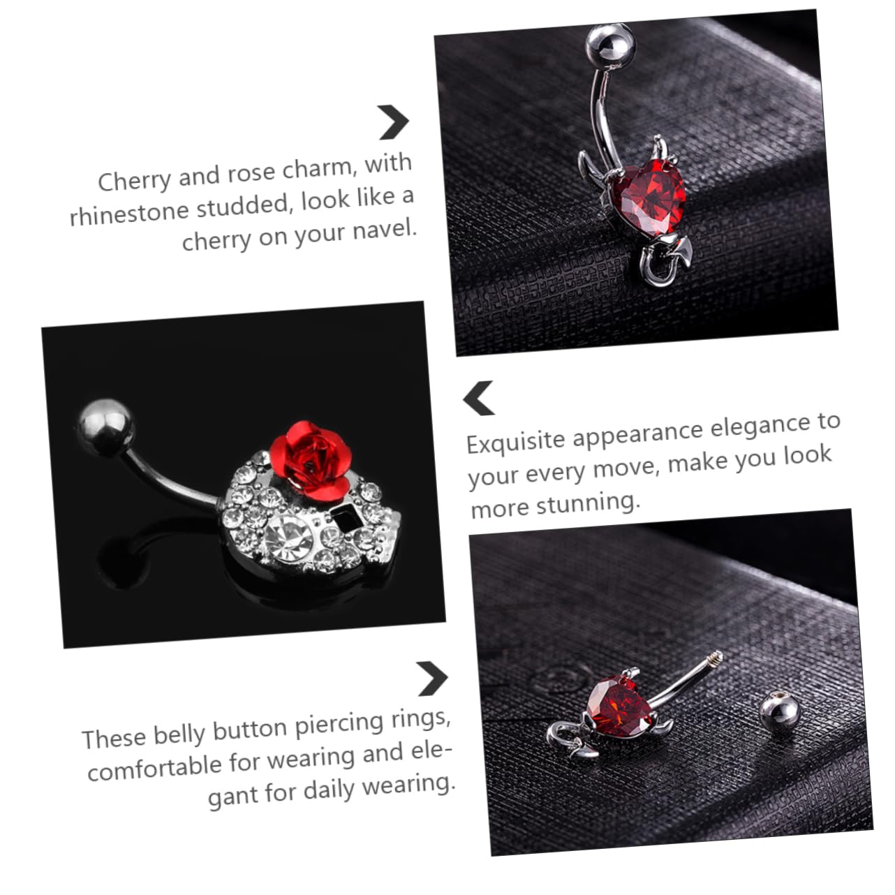 18piezas Anillo De De Inoxidable Brillantes Forma De Cereza Para Body Piercing Joyería Elegante Para Mujeres y Hombres