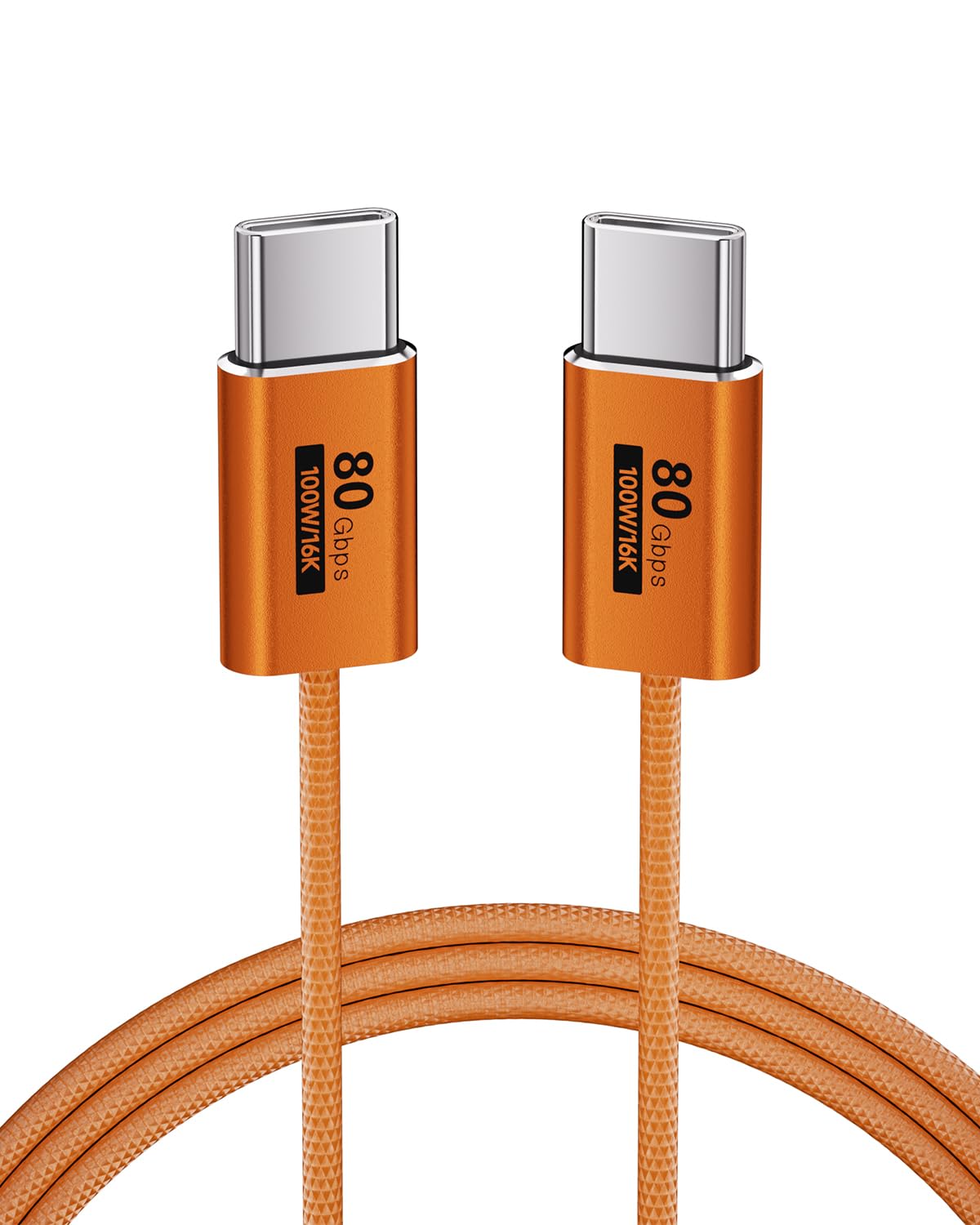 KMMXXCPM Orange USB C Datenkabel 1m,USB5 80Gbps Kompatibel mit Thunderbolt 5/4/3,flexibel farbig geflochten,100W USB C Schnellladekabel,16K/8K/4K Video für MacBook Pro,Docking,SSD,Hub,iPhone 17/16/15.