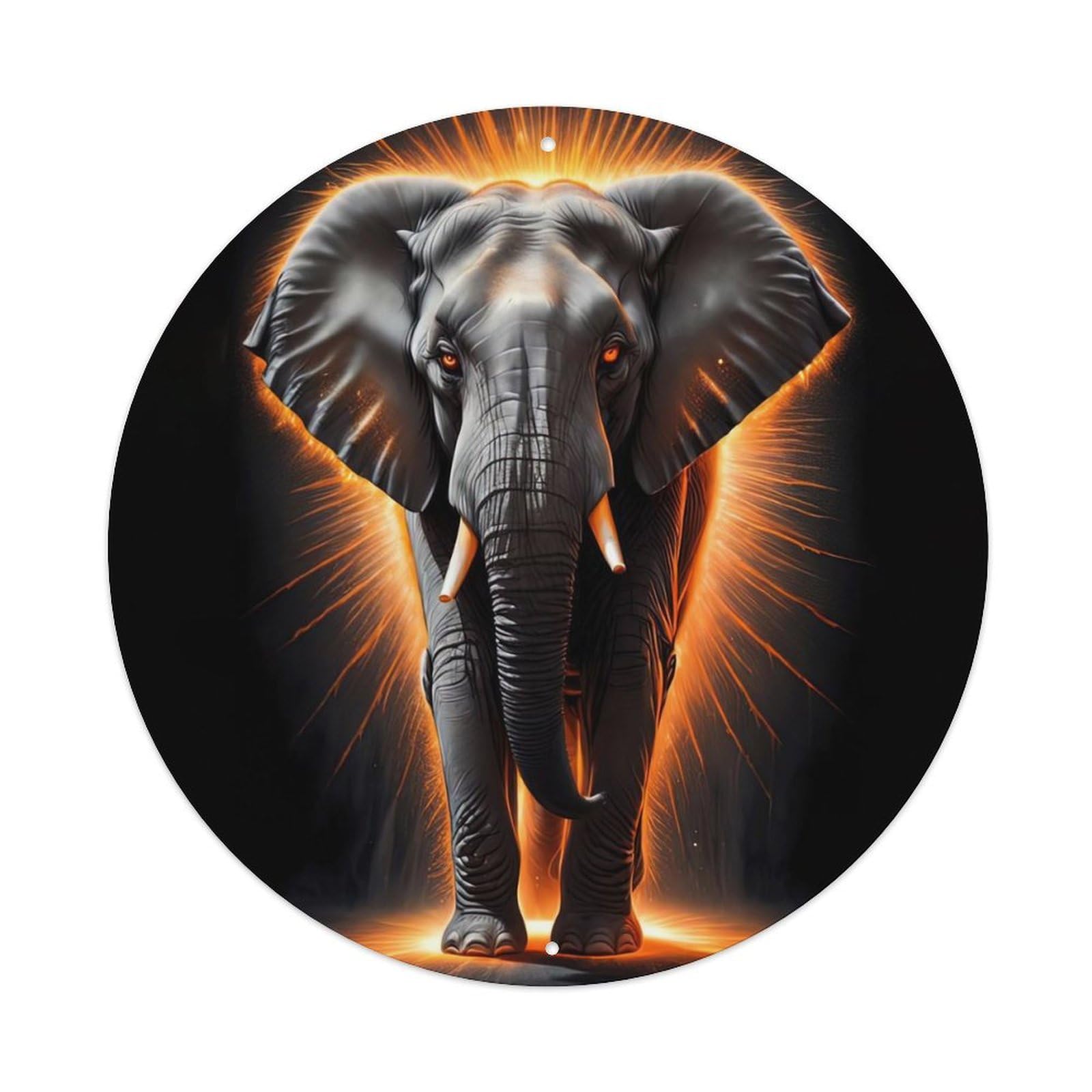 African Grassland Elephant Animal Artwork Vintage Metal Tin Sign Plaque Wall Decor for Cafe, Club Bar, Office, Garden Metal Poster 8x8Inch