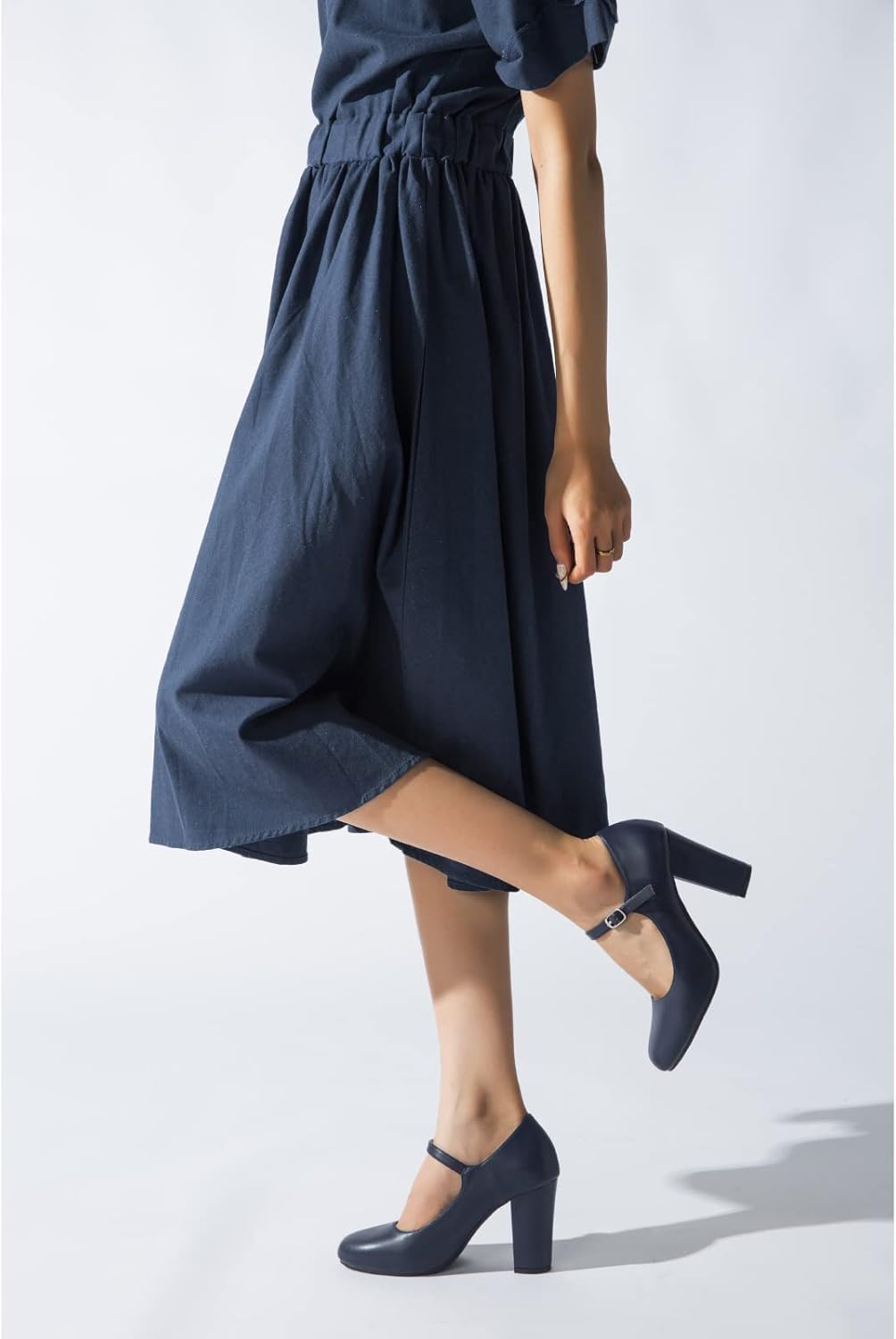 MAIERNISI JESSI Women's Mary Jane Pumps, Closed Round Toe, Block Heel with Ankle Strap Buckle, 3.54 Inch High Heel - Image 2