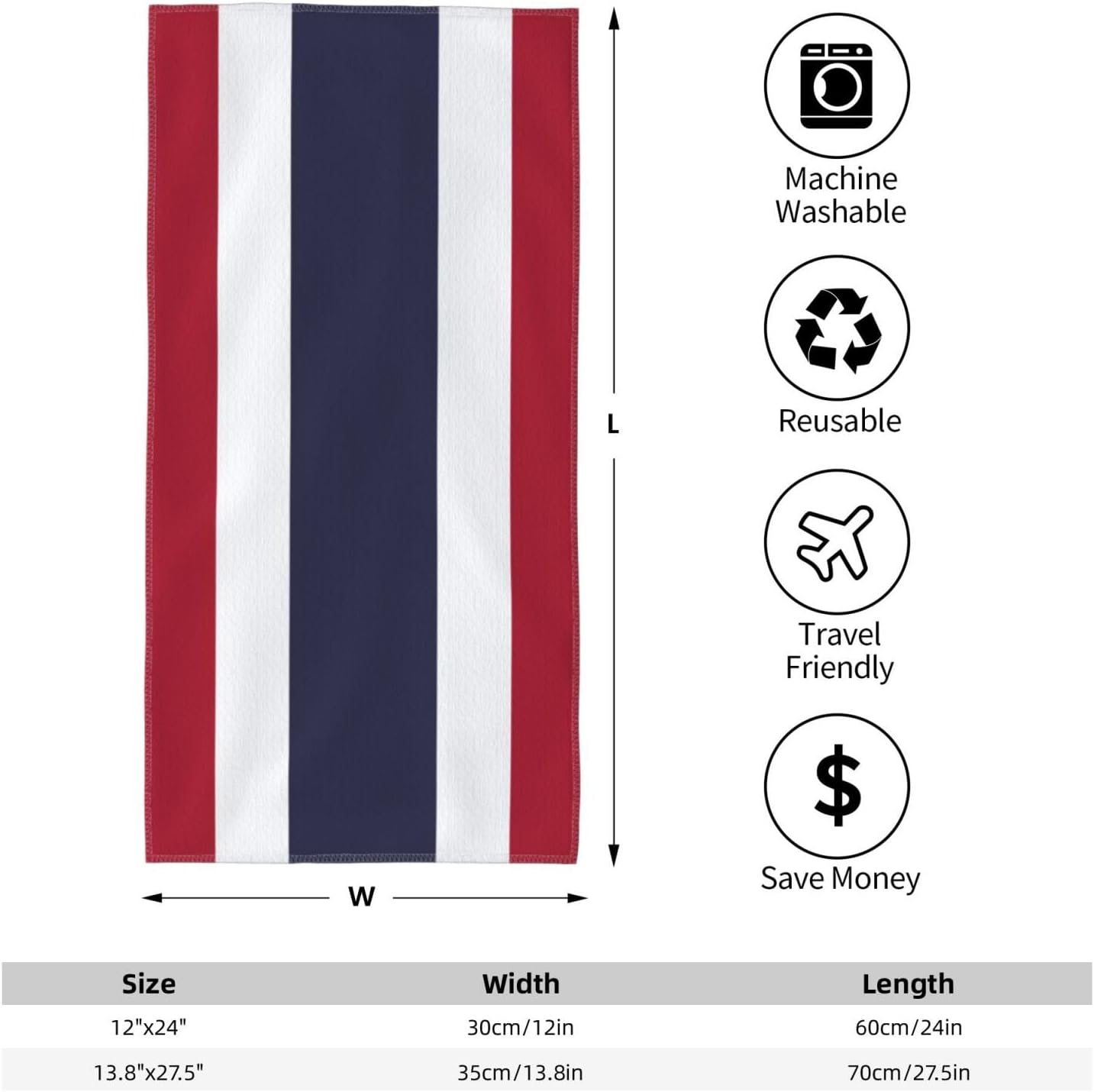 Thailand Flag Print Hand Towels for Kitchen, Decorative Bathroom Towels Decor Farmhouse Cute for Men Women Gifts