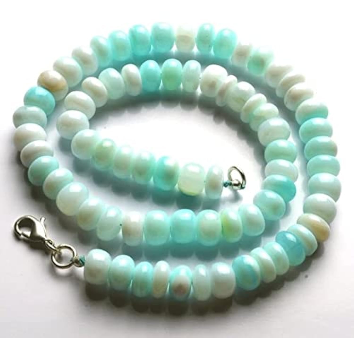 Opale bleue du Pérou lisses rondelles de 7.5-8 mm pour création de collier haut de gamme
