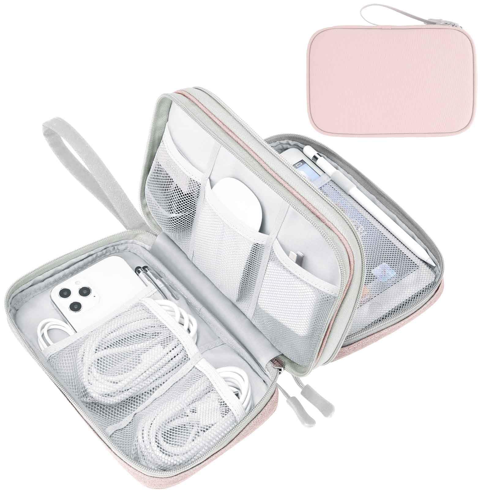 FYY Electronic Organizer, Travel Tech Pouch Bag, Large, Light Pink