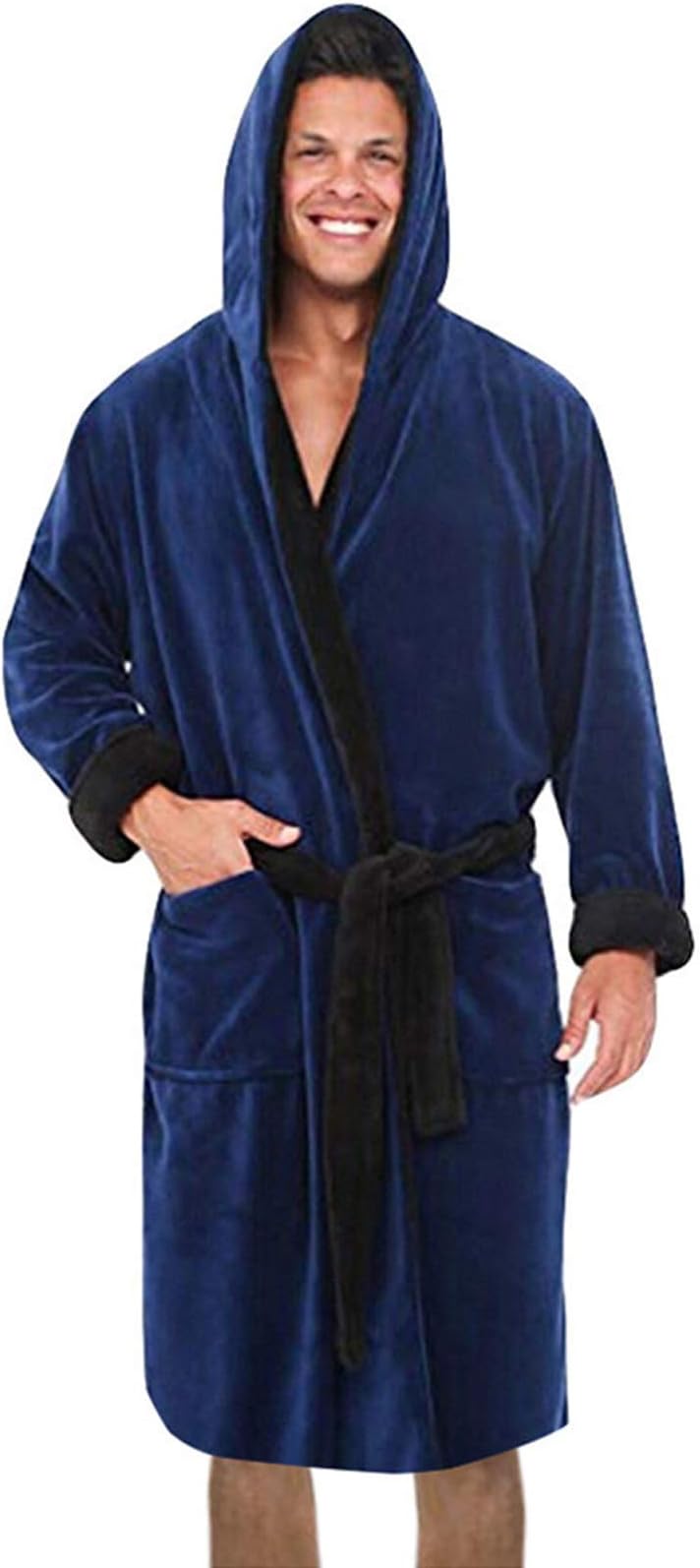 MJGkhiy Men's Fluffy Superfine Fibre Soft Sauna Gown with Pockets Spring Bathrobe Winter Bathrobe Bath Towel