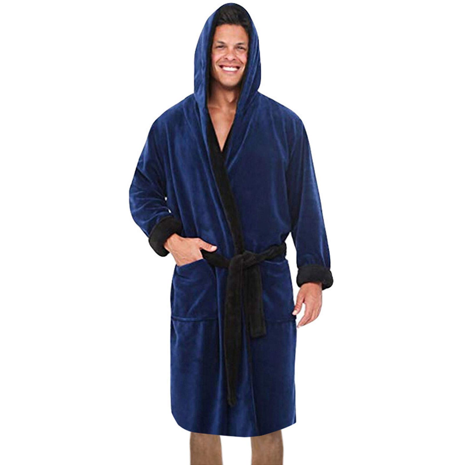 MJGkhiy Men's Fluffy Superfine Fibre Soft Sauna Gown with Pockets Spring Bathrobe Winter Bathrobe Bath Towel