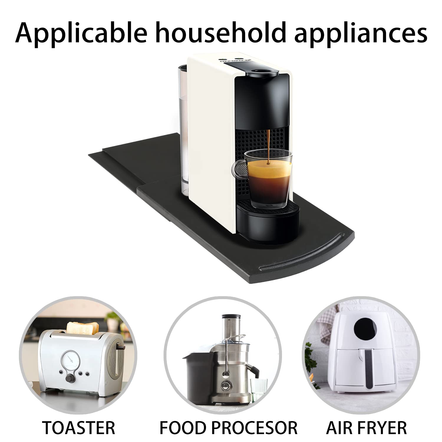 2 estantes deslizantes de cocina, deslizadores de encimera para electrodomésticos de cocina, bandeja deslizante para electrodomésticos para encimera, licuadoras y freidora de aire, deslizador de electrodomésticos para encimera con ruedas 4