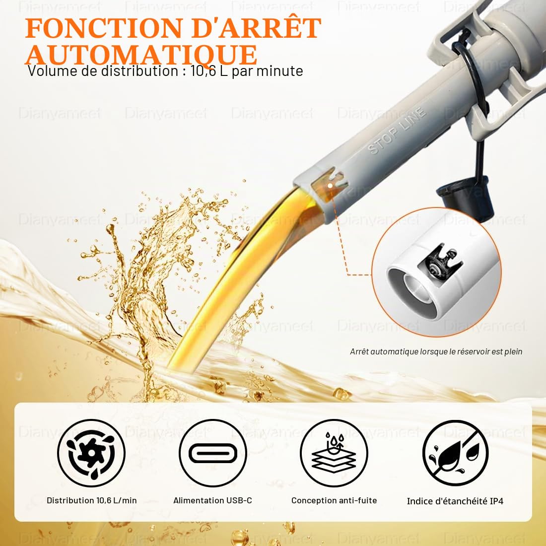 Pompe à Essence Électrique, 3,2 GPM Carburant, Arrêt Automatique | Arrêt Automatique, Dual Power USB-C/AA, Tuyau 51 Pouces, Tube d'Aspiration Télescopique, Gasoil Diesel, Eau, Transfert, Bidon