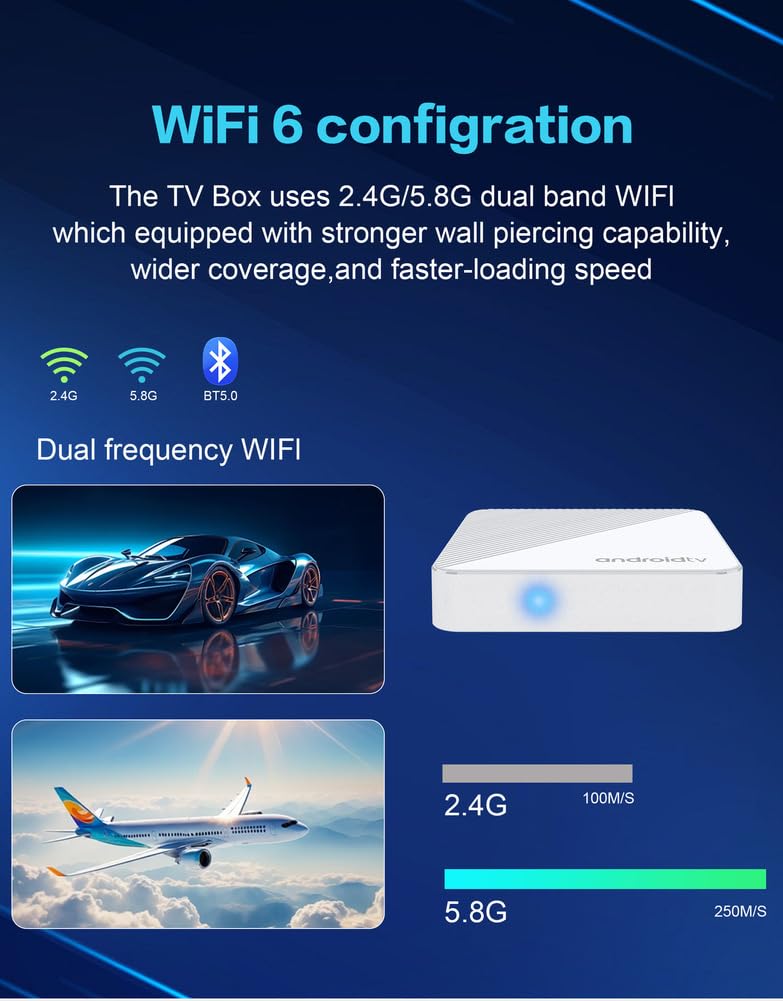 Décodeur TV Android 14.0, Mortal T1xtvbox Allwinner H313 Quad Core 64 Bits, Compatible HD 4K/ 3D/ H.265, Ethernet 2.4/5G, Double Wi-FI 10/100M, Bluetooth 5.0