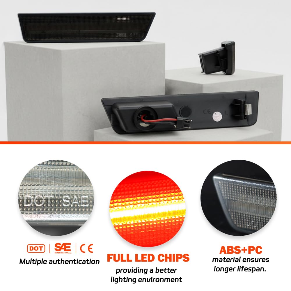 Amazon.com: Smoked Lens Challenger Amber Red Front Rear LED Side