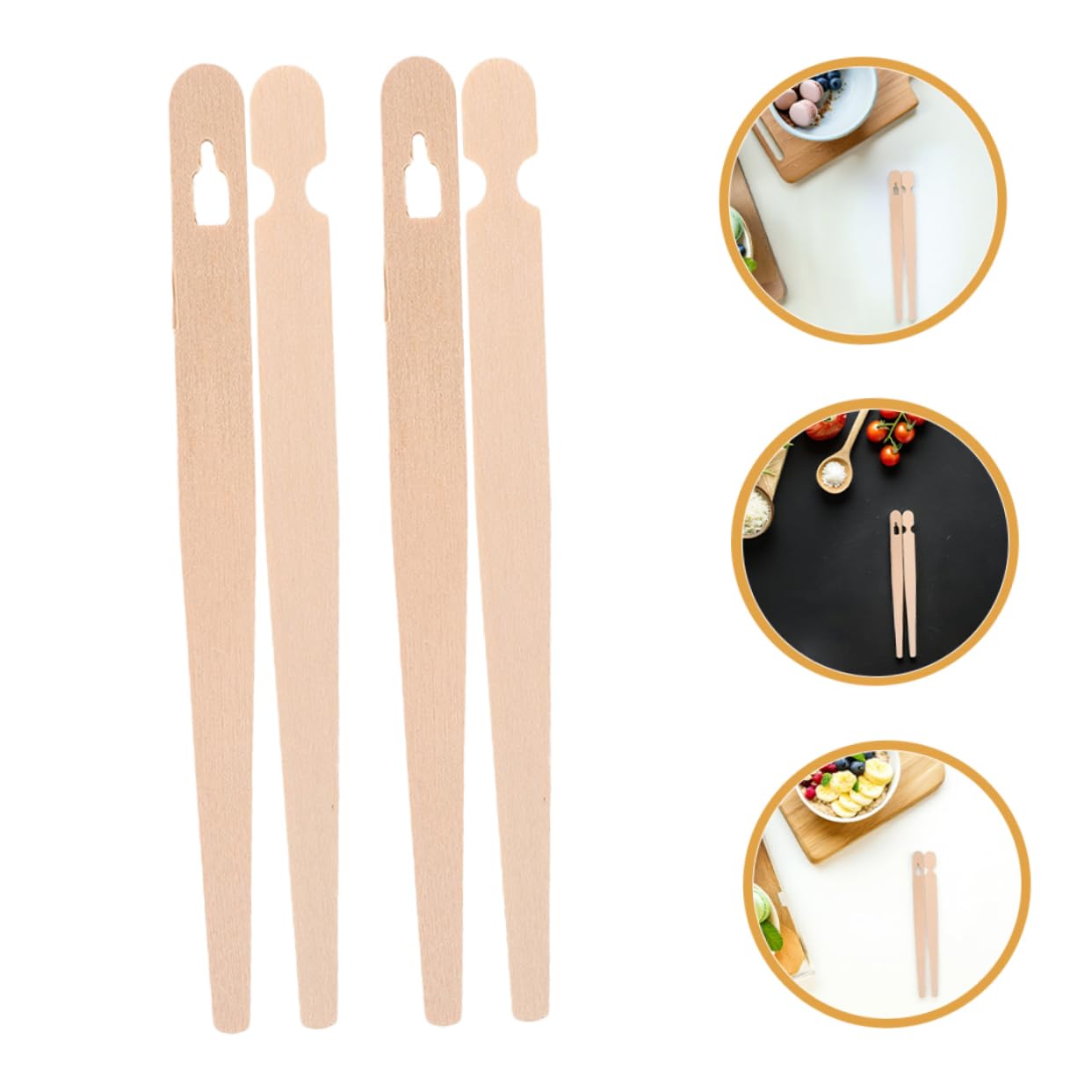 ULTECHNOVO 200pares Pinzas Para Alimentos Pinzas De Madera Para Pequeñas Para Aperitivos Para Postres y Repostería Utensilios De Cocina Para Principiantes