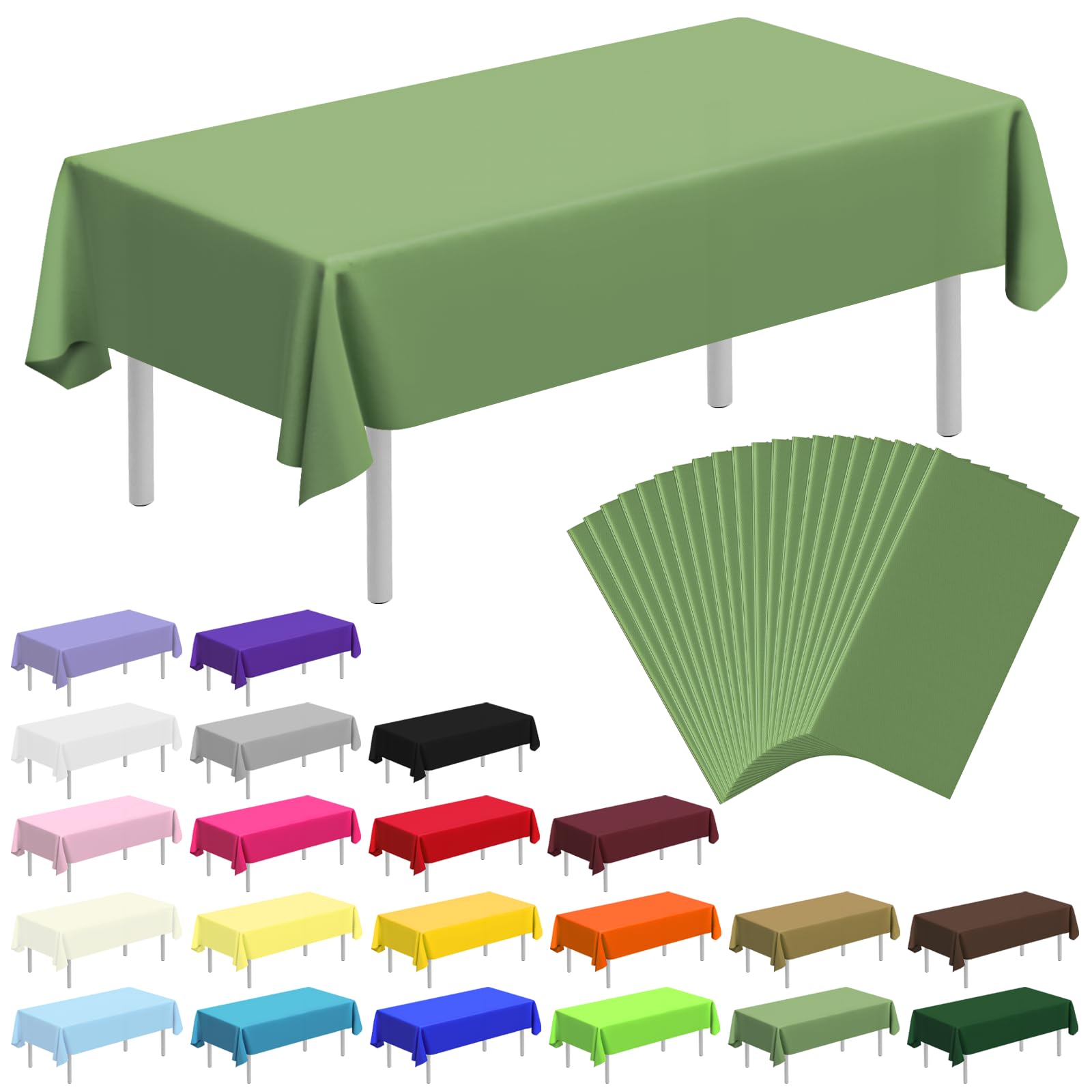 Nappe jetable imperméable vert sauge en lot de 20 pour simplifier le nettoyage de vos fêtes