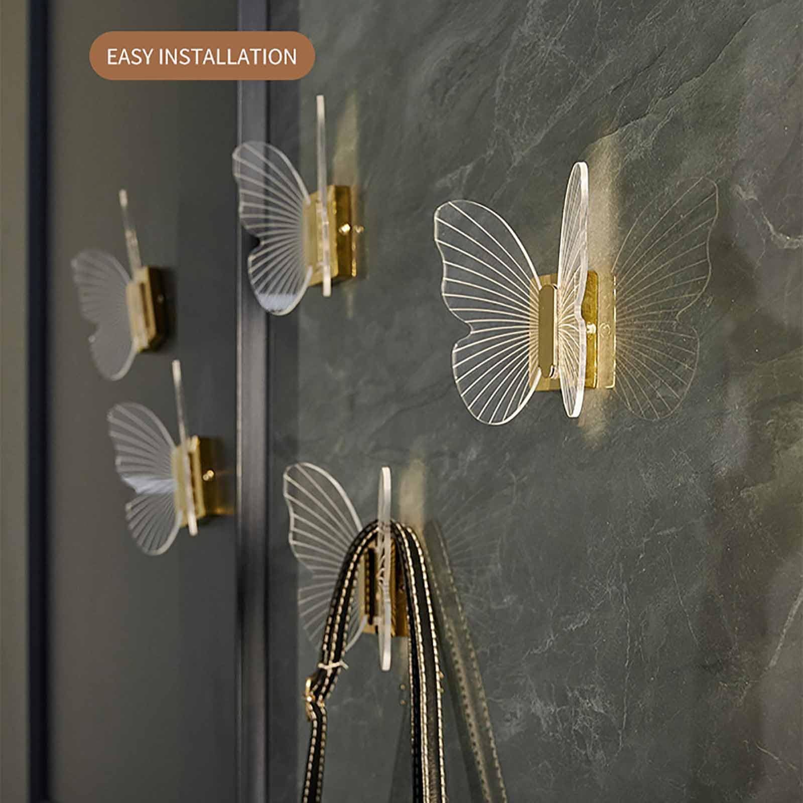 Ganchos para toallas, abrigos de baño, bata, ropa, baño, ducha, gancho de pared para cocina, garaje, hotel, armario, puerta, pared, gancho montado en mariposa, 5 piezas