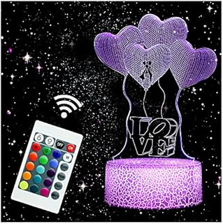 ENUOLI Romantic Love Night Lights 3D Acrylic Led Lamp for Home Children's Night Light Table Lamp Birthday Party Decor Valentine's Day Bedside Lamp 16 Color Changing with Remote Control Night Lamps