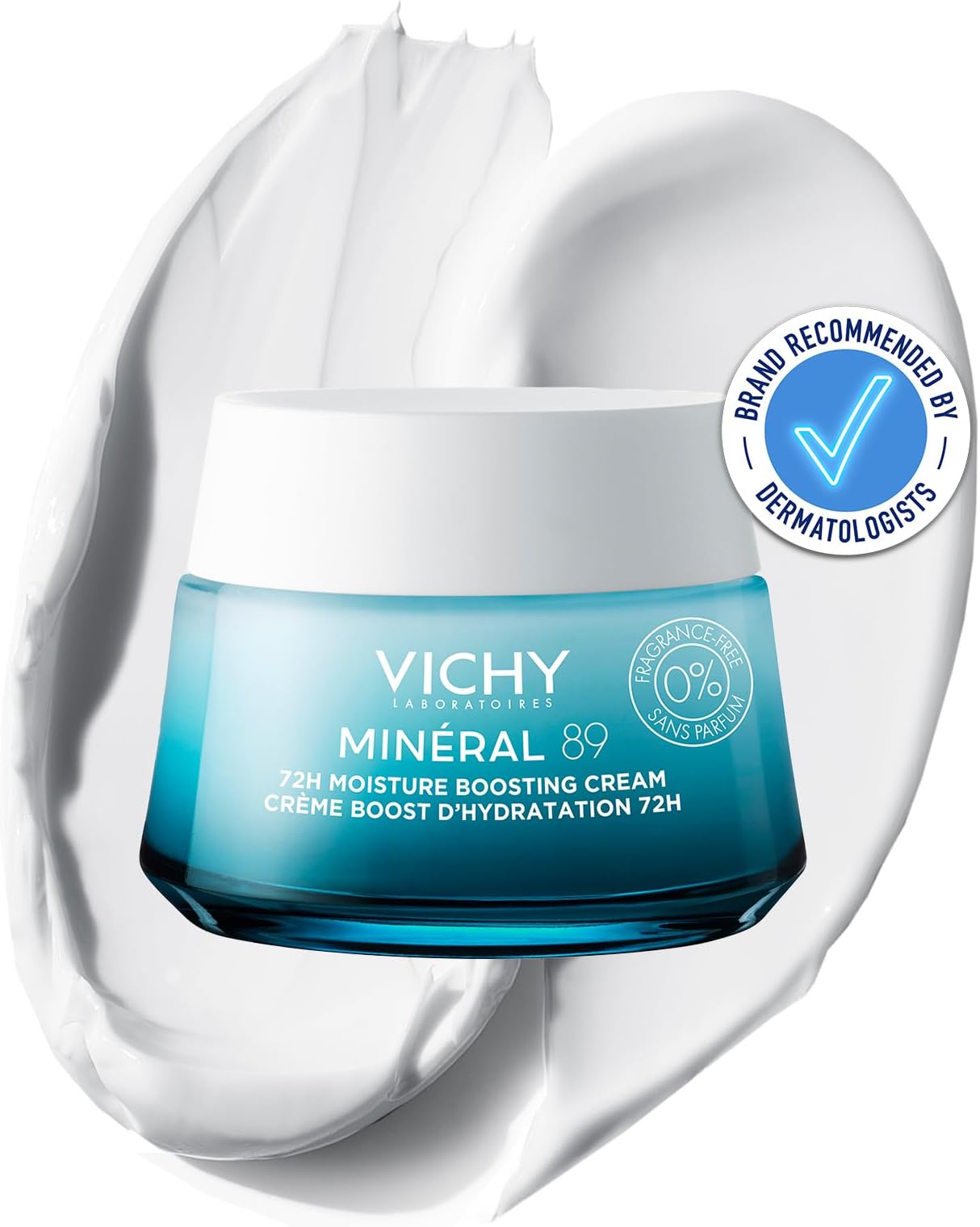 Minéral 89 72H Moisture Boosting Cream, Fragrance-Free Face Moisturiser with Hyaluronic Acid & Squalane, 50ml, Hydrates, Plumps & Strengthens Skin Barrier.