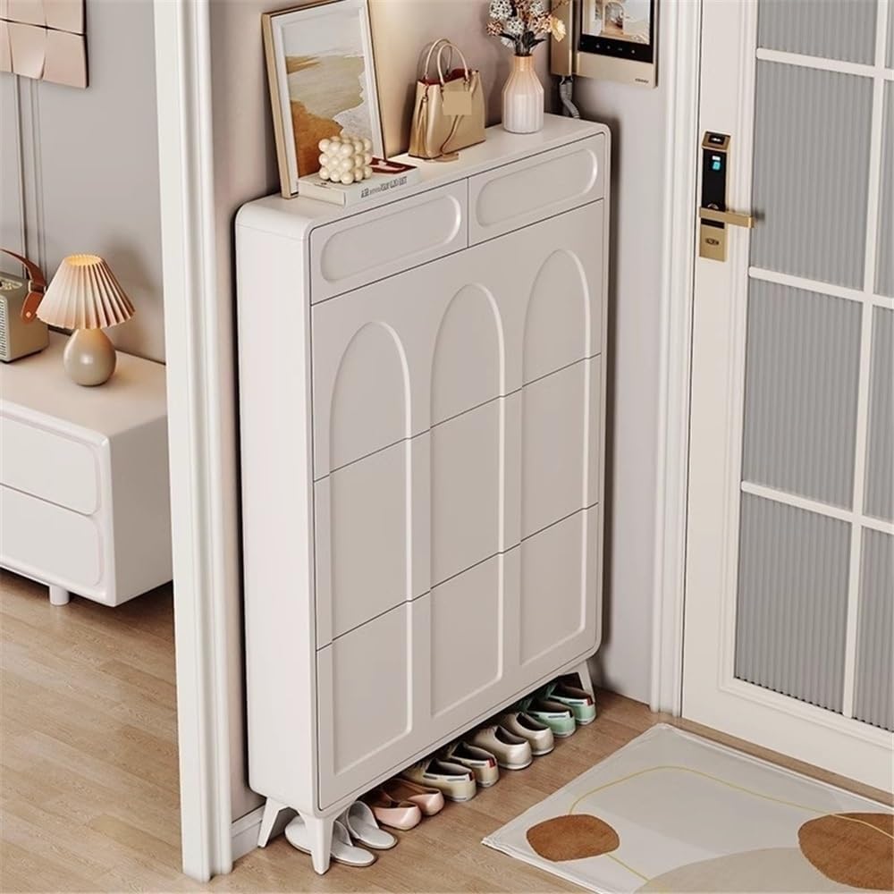 Shoe Rack Ultra Thin Flip Bucket Shoe Cabinet, Household Entrance Corridor Household Storage Cabinet, Integrated Wall Mounted Shoe Rack Shoe Storage Cabinet