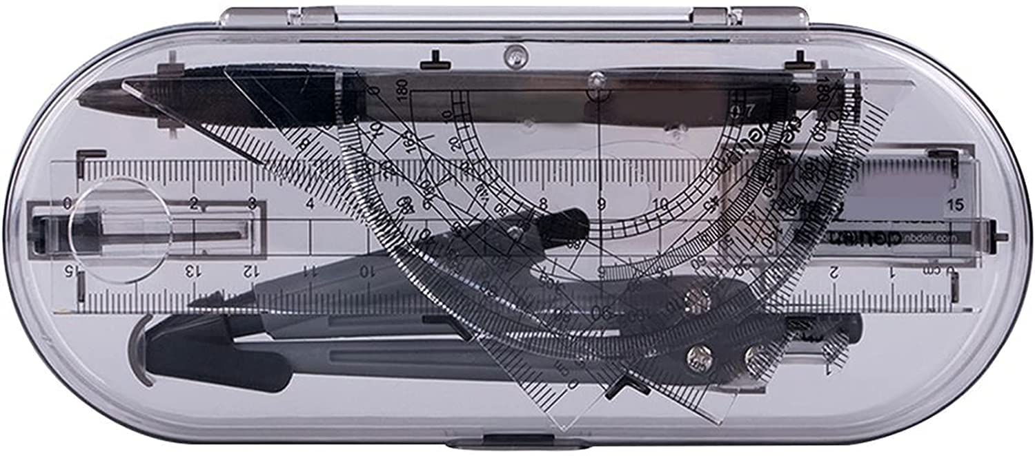 AKAZI Mathematik-Geometrie-Kit-Set, Winkelmesser, Dreieck, Radiergummi, Zirkel-Set, Mathe-Radiergummi, Lineal für Schüler, Schulbedarf, Lernwerkzeuge, Geschenke (175 x 75 x 28 mm). Geometrie-Kit