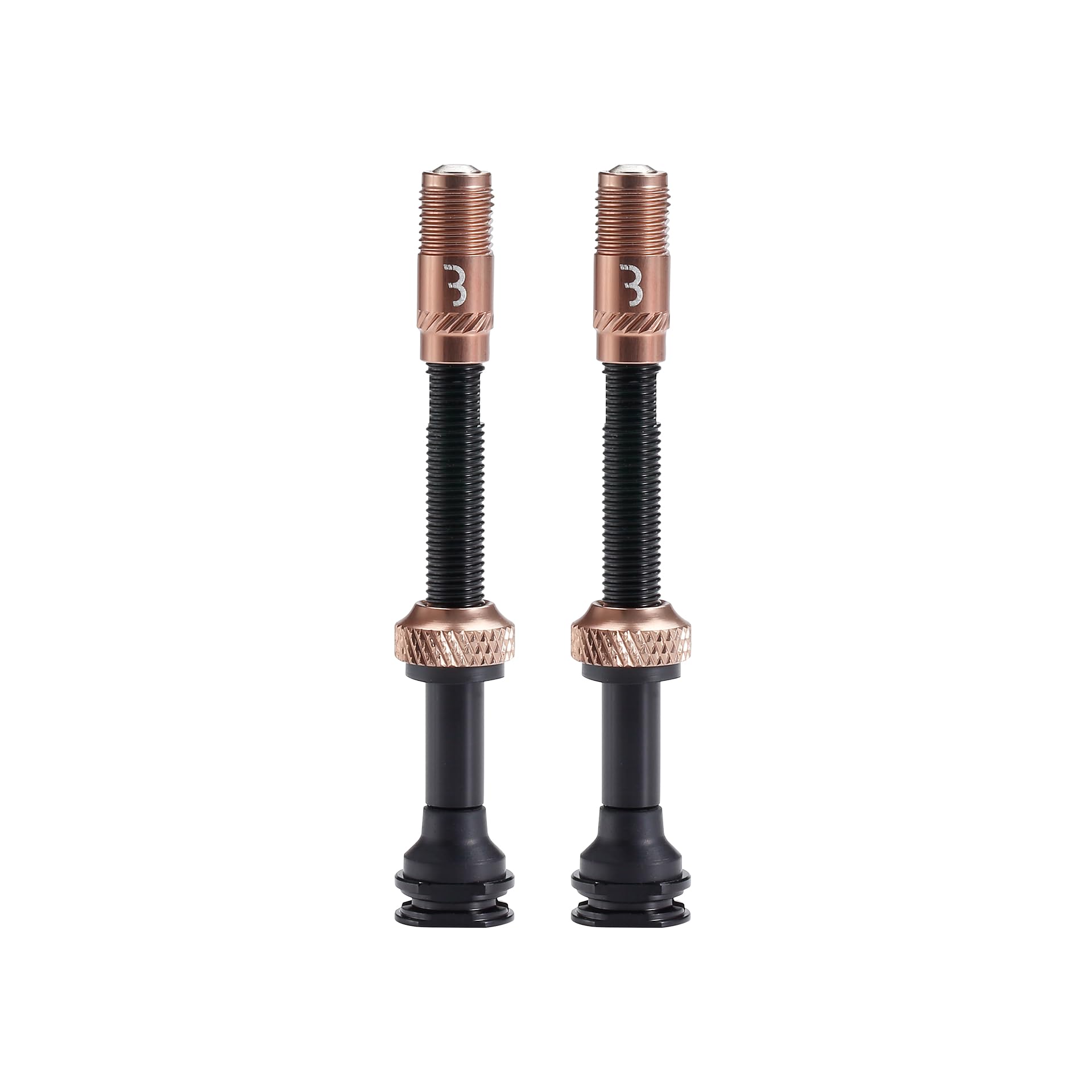 BBB Cycling CoreCap AL Tubeless Valve Set - Lightweight Aluminum - 60mm - 300% More Airflow - Universal Pump Compatibility - 2 Pack - Copper - BTI-166