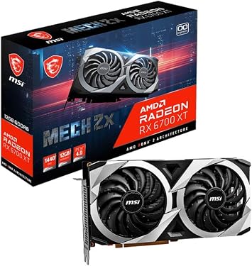 MSI Radeon RX 6700 XT MECH 2X 12G OC Gaming Graphics Card - 12GB GDDR6 2620MHz, PCI Express 4, 192-bit, 3X DP v 1.4, HDMI 2.1 Support 4K & 8K