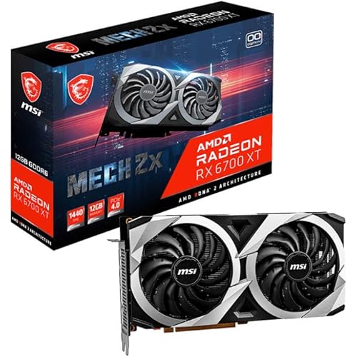 MSI Radeon RX 6700 XT MECH 2X 12G OC Gaming Graphics Card - 12GB GDDR6, 2620MHz, PCI Express 4, 192-bit, 3X DP v 1.4, HDMI 2.1 (Supports 4K & 8K)