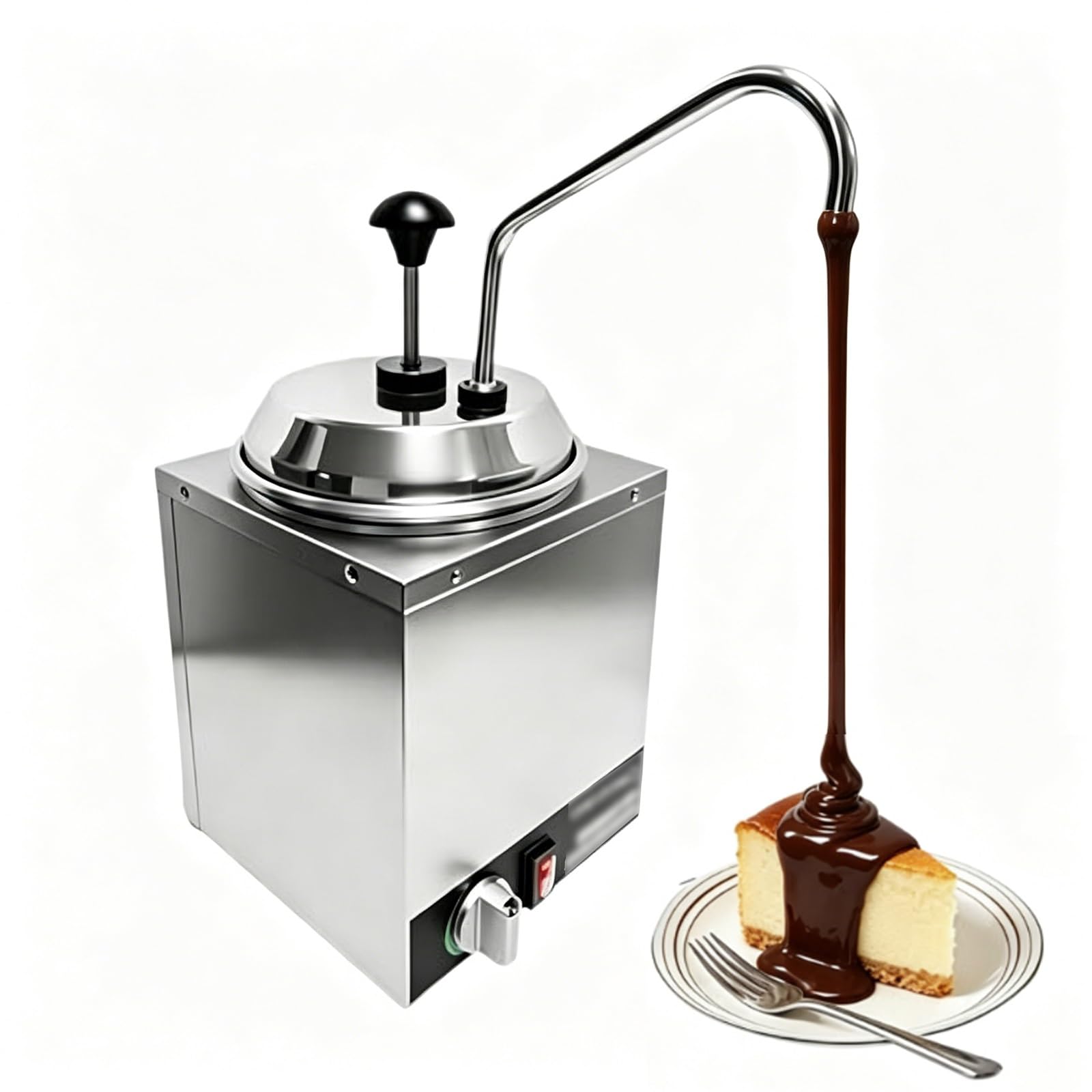 Dispensador Eléctrico Comercial de Calentador de Queso de Acero Inoxidable 304 de 2 Litros, con Bomba, Control Digital de Temperatura for Hot Fudge, Nacho, Mantequilla, Caramelo, Restaurante