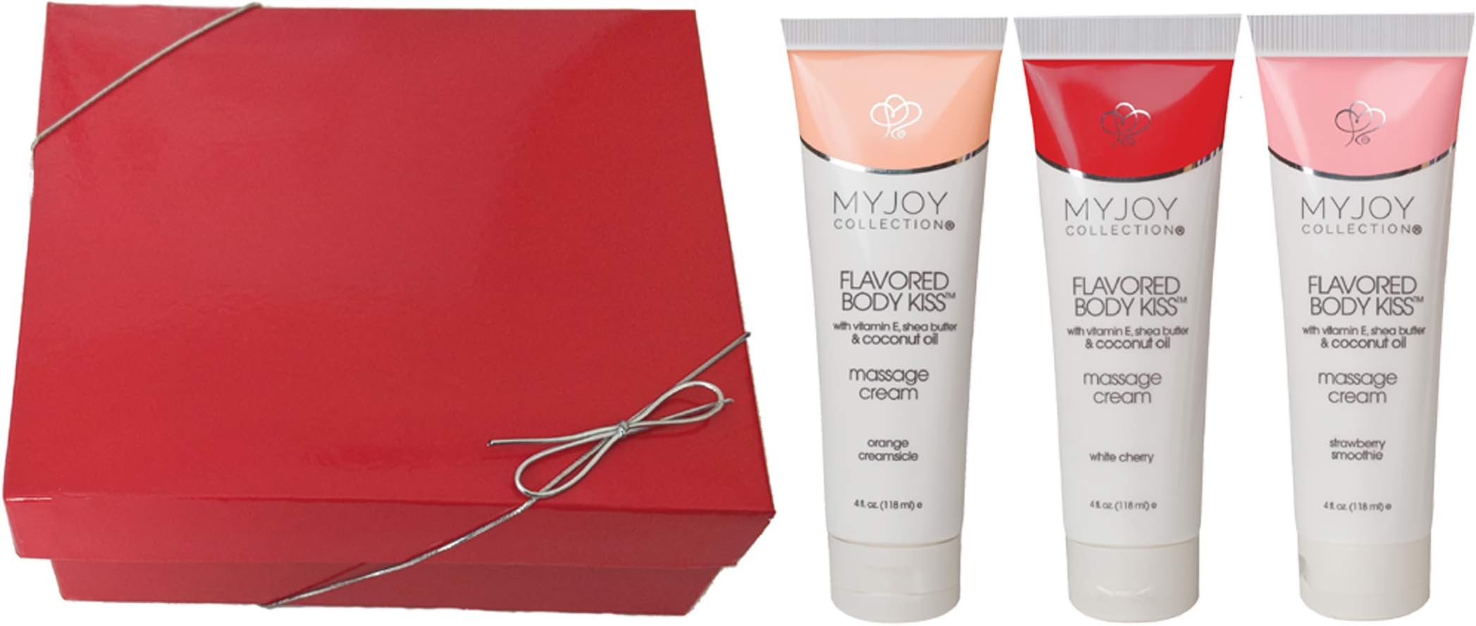 Edible Massage Cream for Sensual Massage (3) Discreet 4 Ounce Tubes. 3 Delicious Flavors, Strawberry Smoothie, White Cherry and Orange Creamsicle with Nourishing Coconut Oil, Shea Butter PH Balanced.